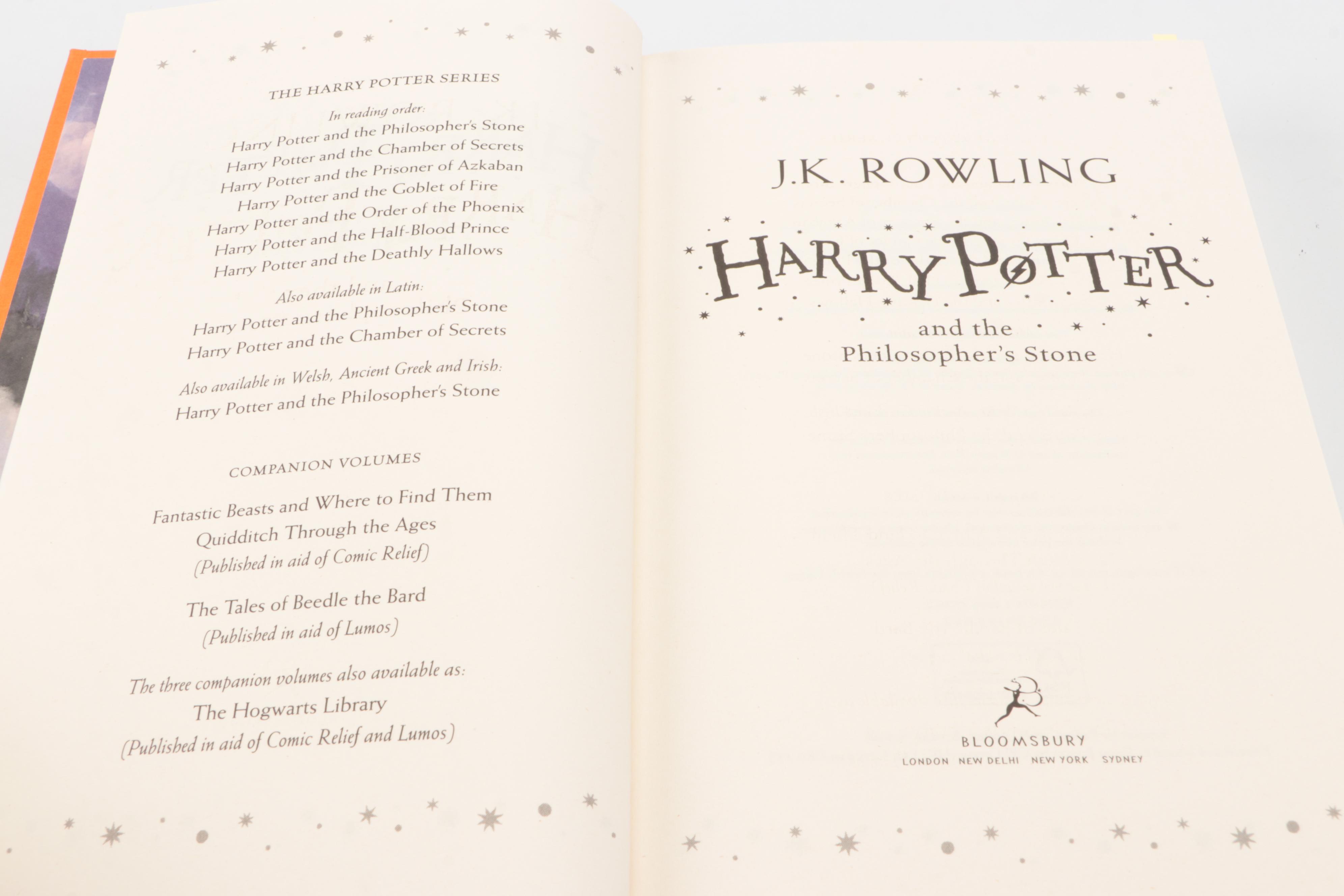 First Edition Thus "Harry Potter and the Philosopher's Stone" by J. K. Rowling