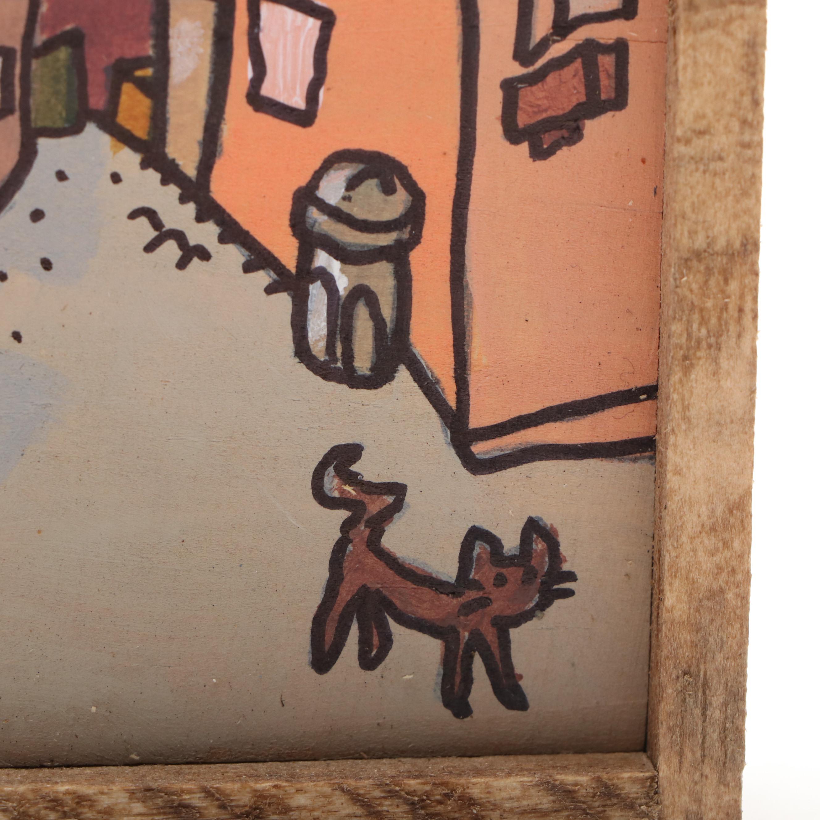 Aaron Wooten Stylized Mixed Media Painting "The Alley," 2025