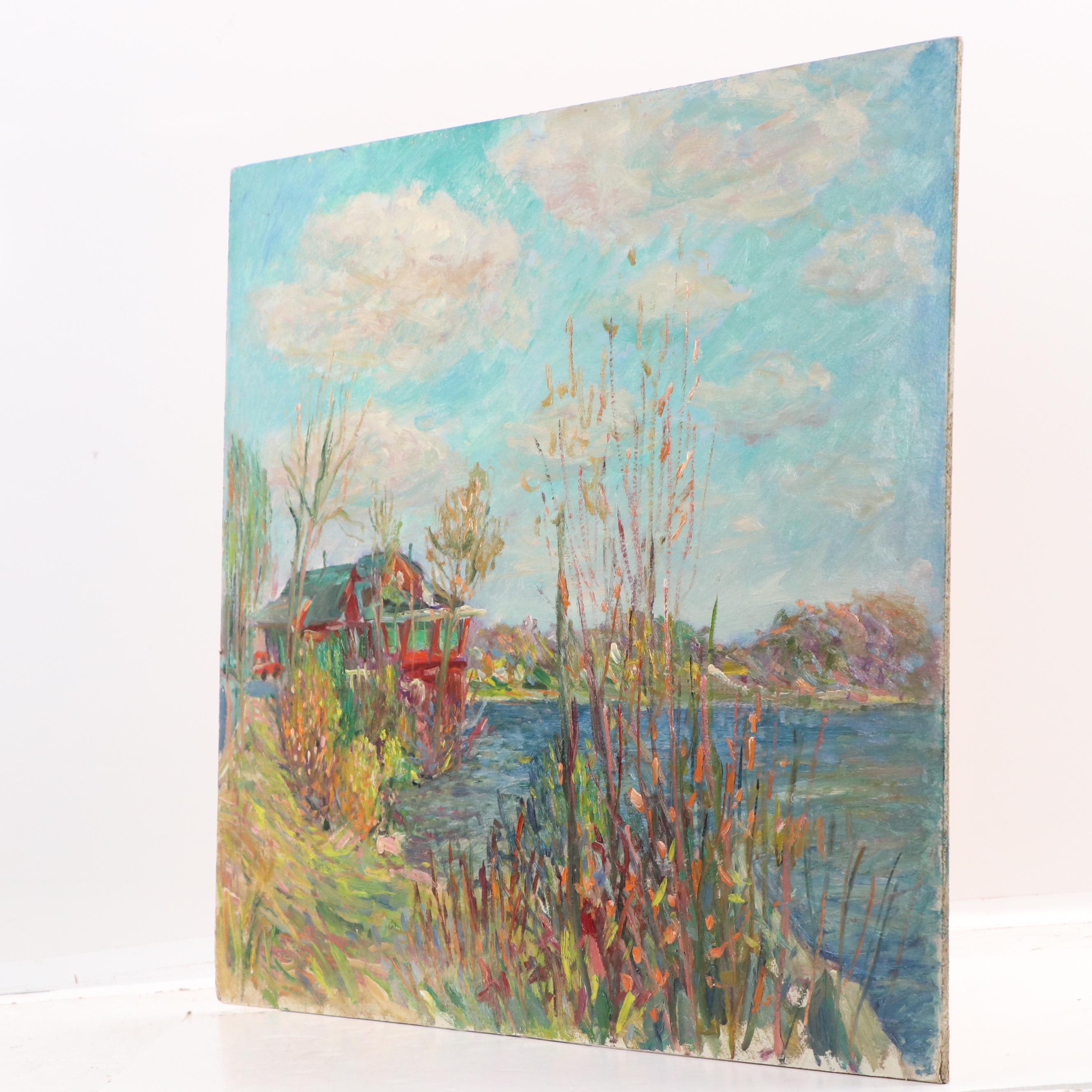 Michael Salvatore Abbate Rural Landscape Oil Painting, Mid-20th Century