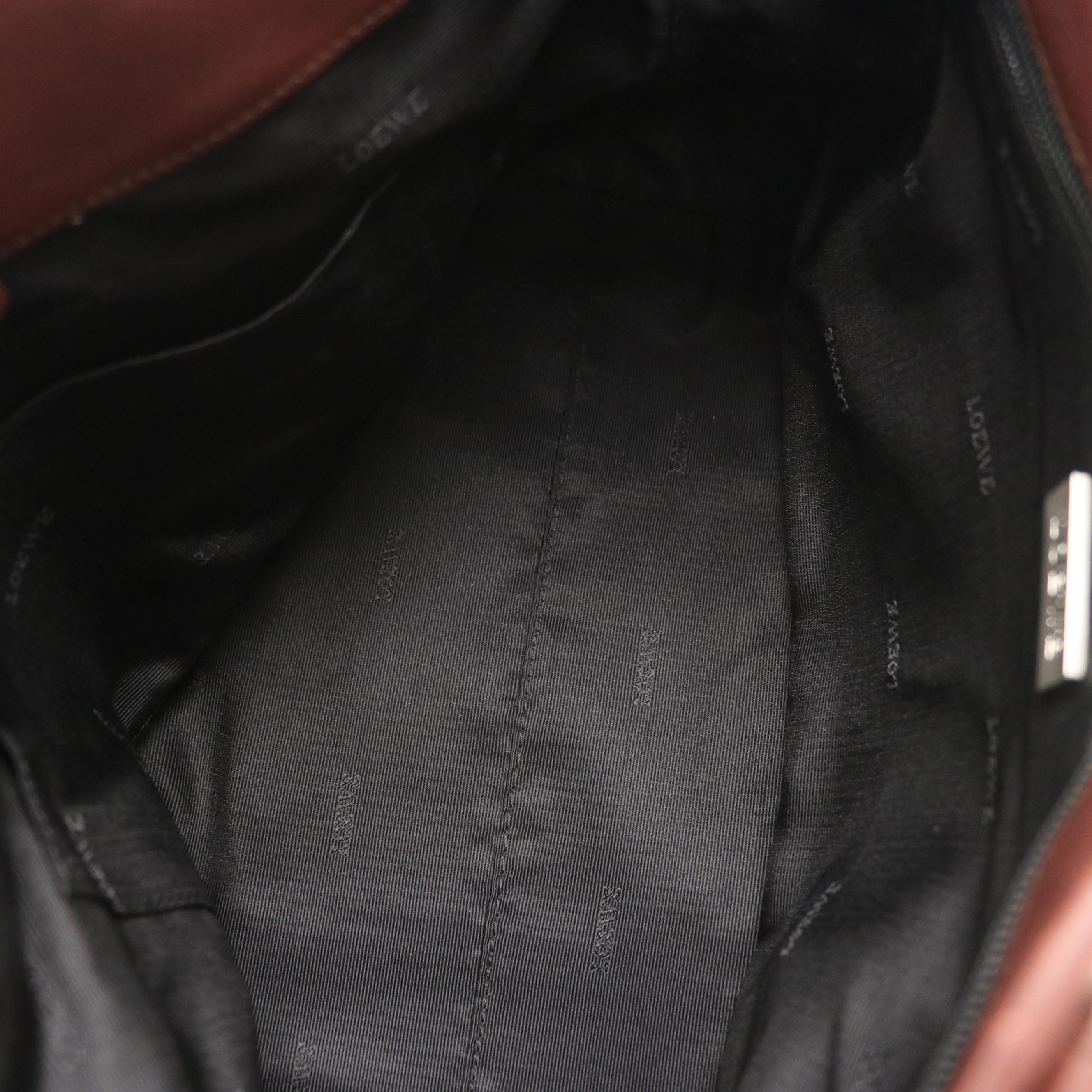 Loewe Anagram Embossed Handbag in Brown Leather