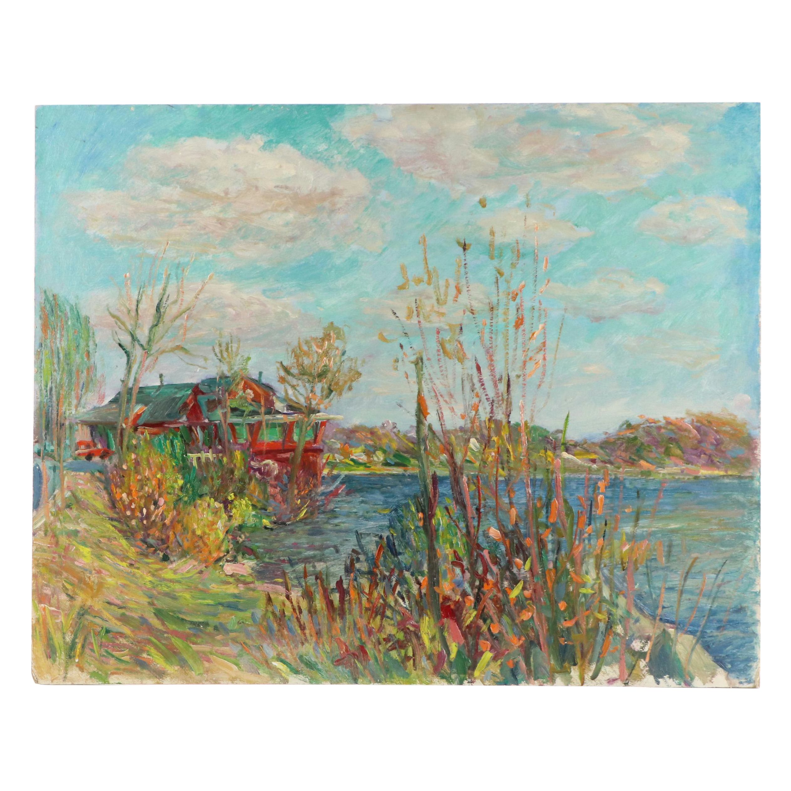 Michael Salvatore Abbate Rural Landscape Oil Painting, Mid-20th Century