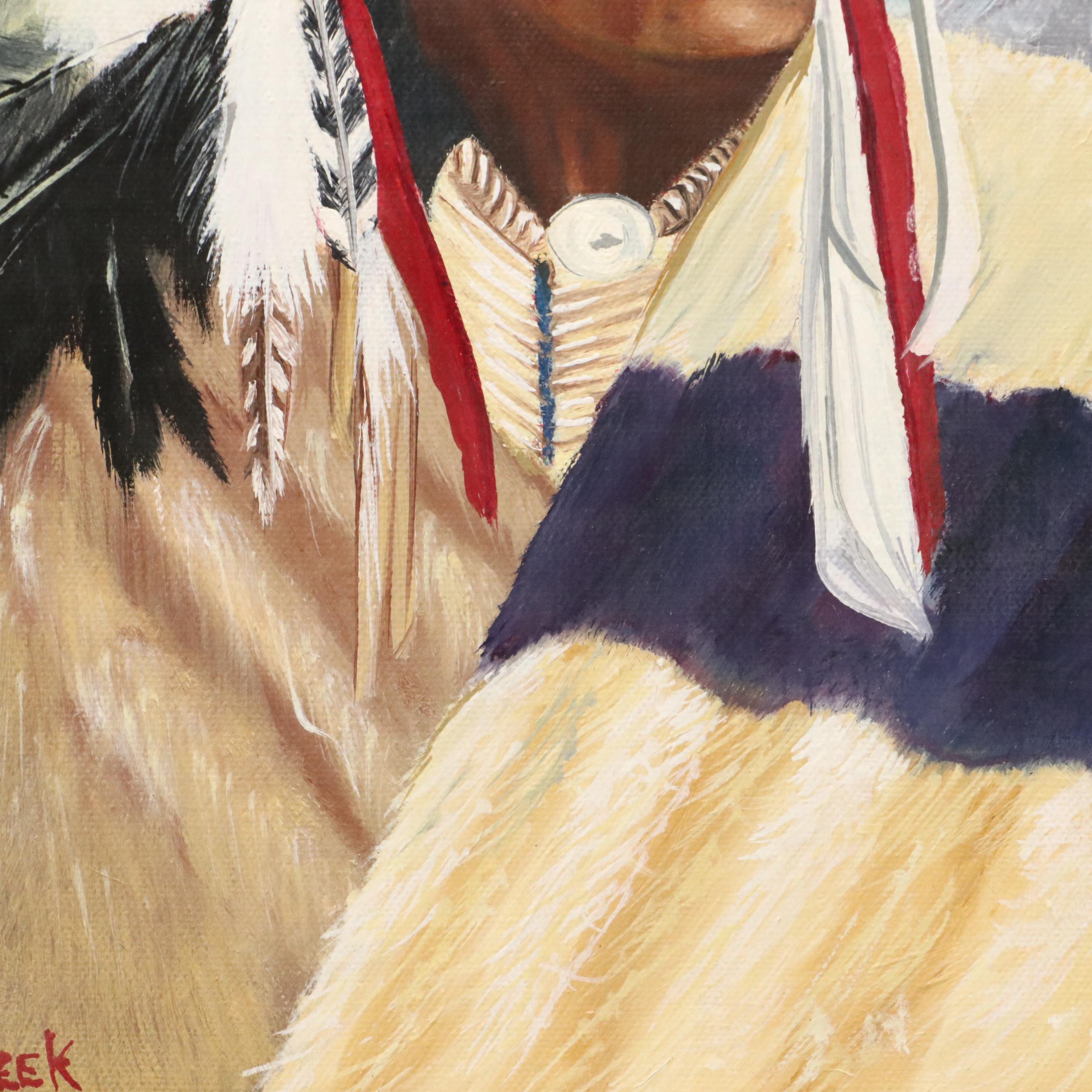 Oil Portrait Painting of Native American Chief
