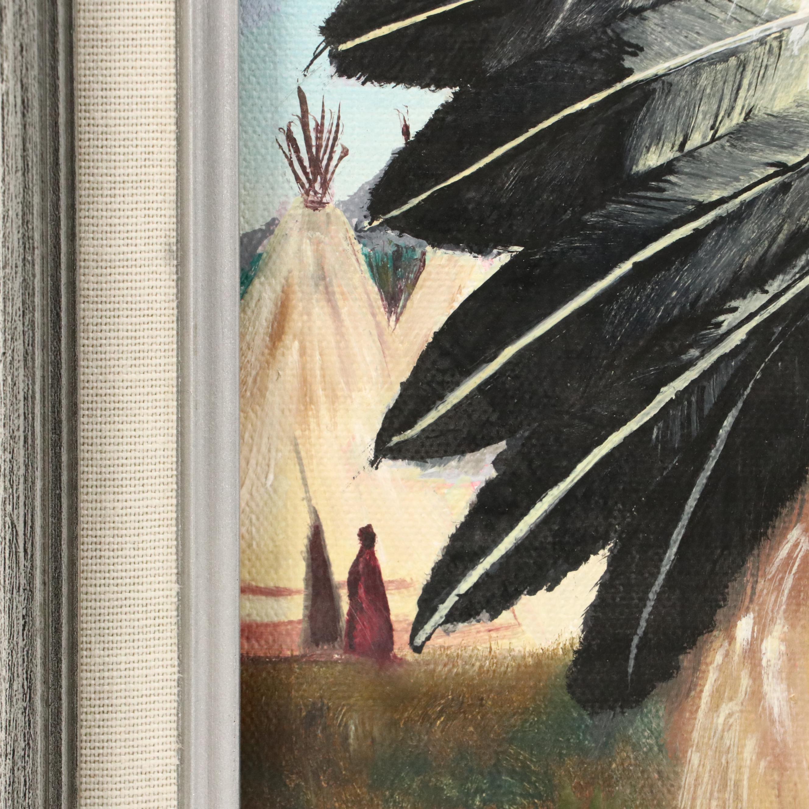 Oil Portrait Painting of Native American Chief