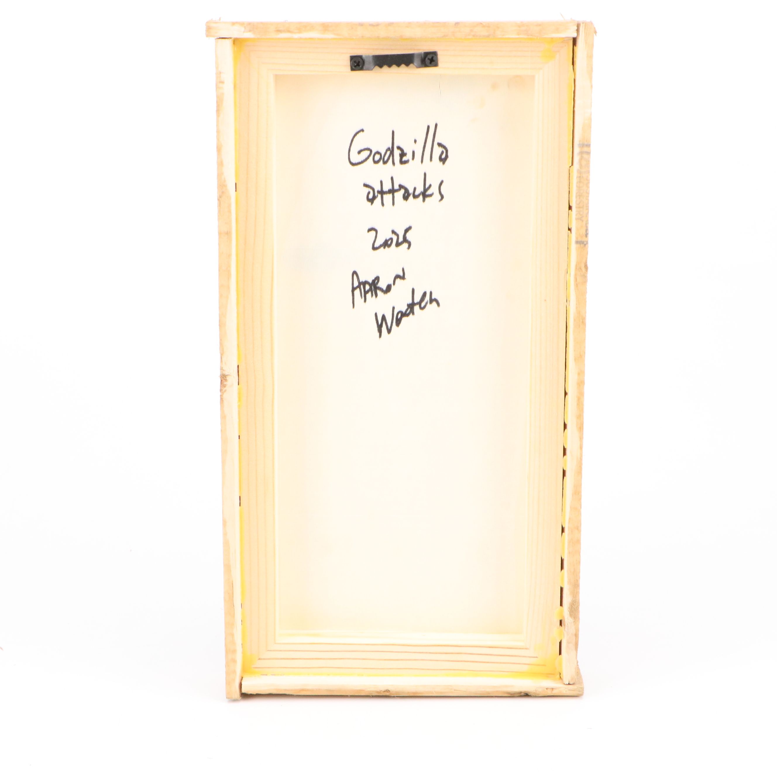 Aaron Wooten Dimensional Surrealist Mixed Media Painting "Godzilla Attacks"