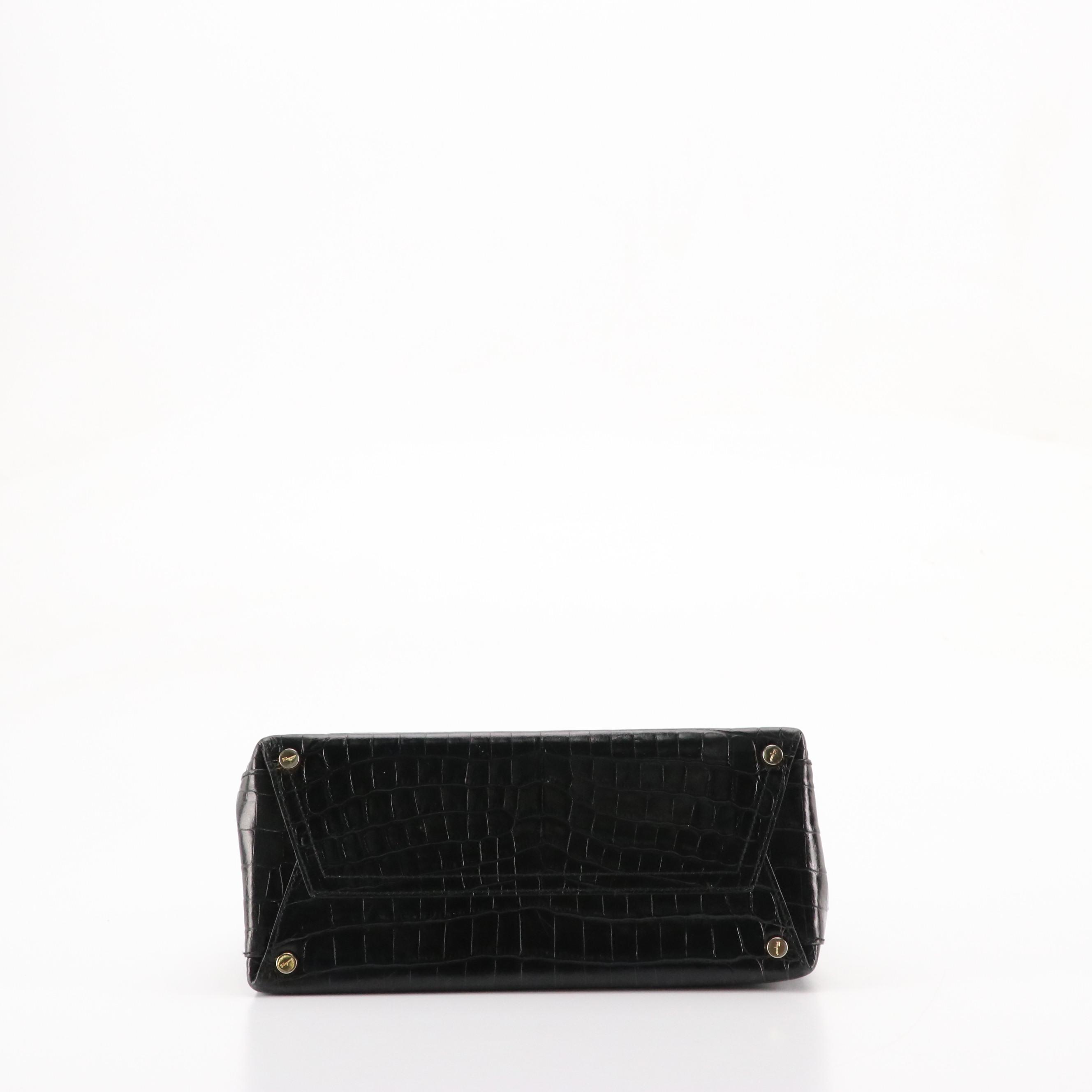 Salvatore Ferragamo Handbag in Black Croc Embossed Leather