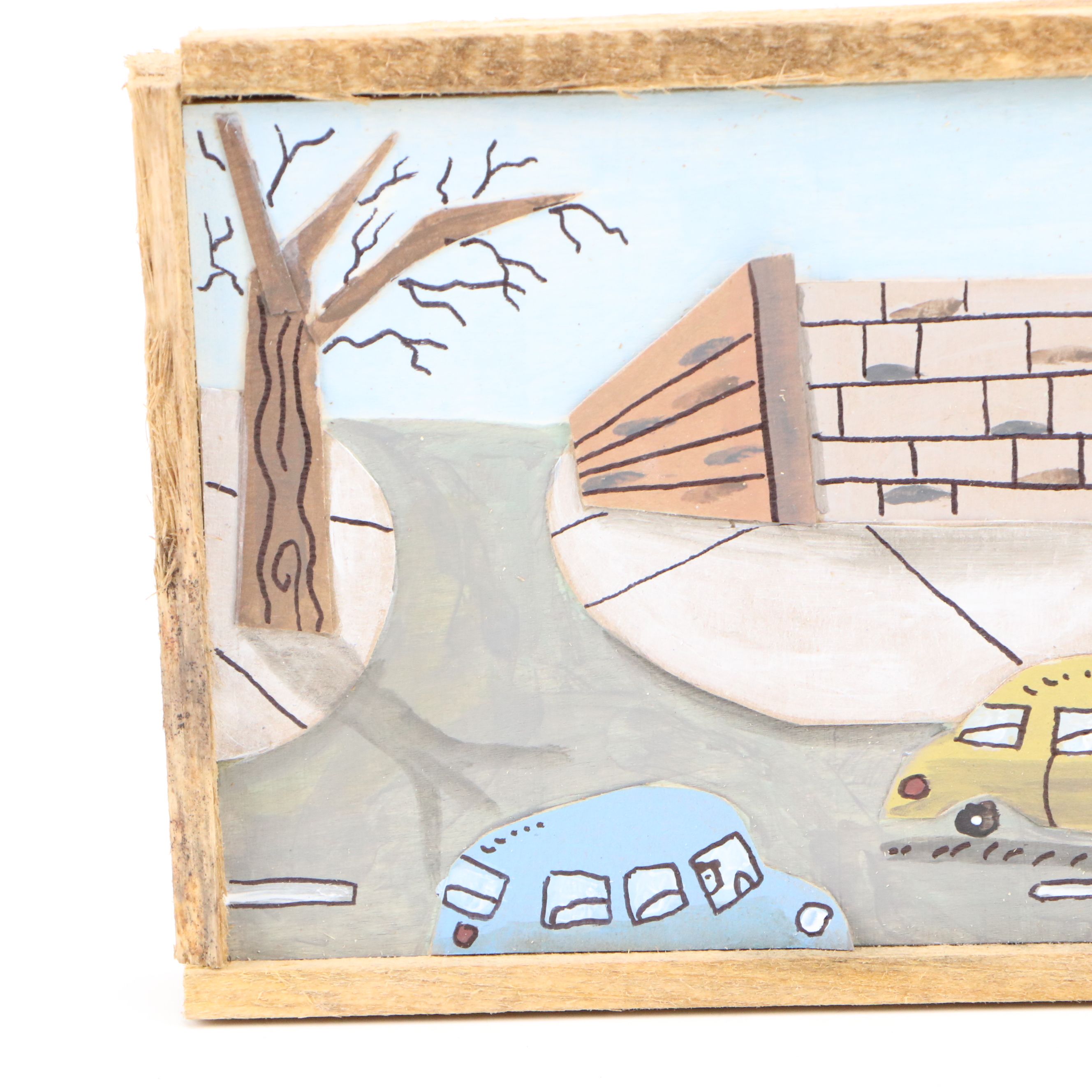 Aaron Wooten Dimensional Mixed Media Painting of Street Scene "Brick Lane"