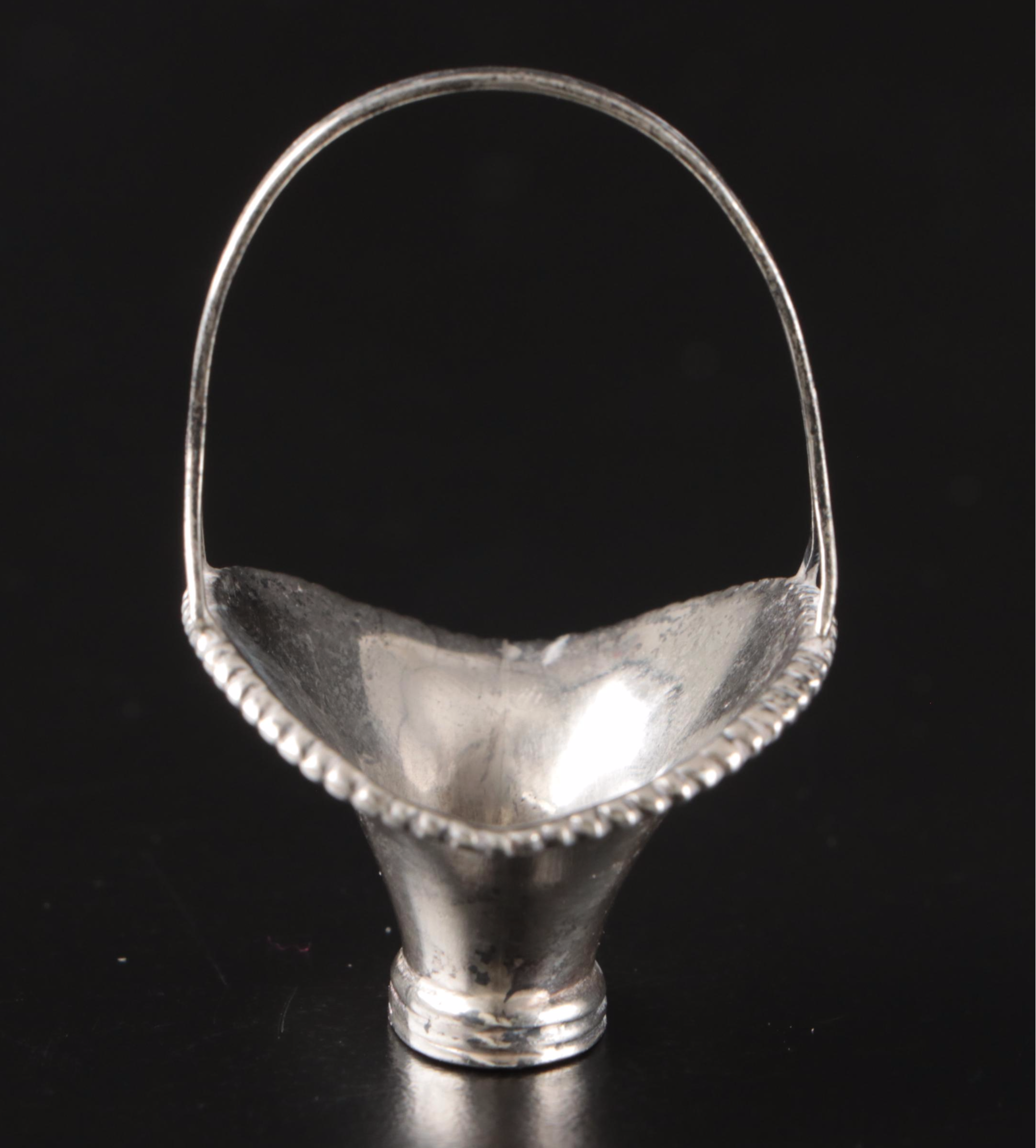 Miniature Sterling Silver Filigree and Other Baskets and Bucket