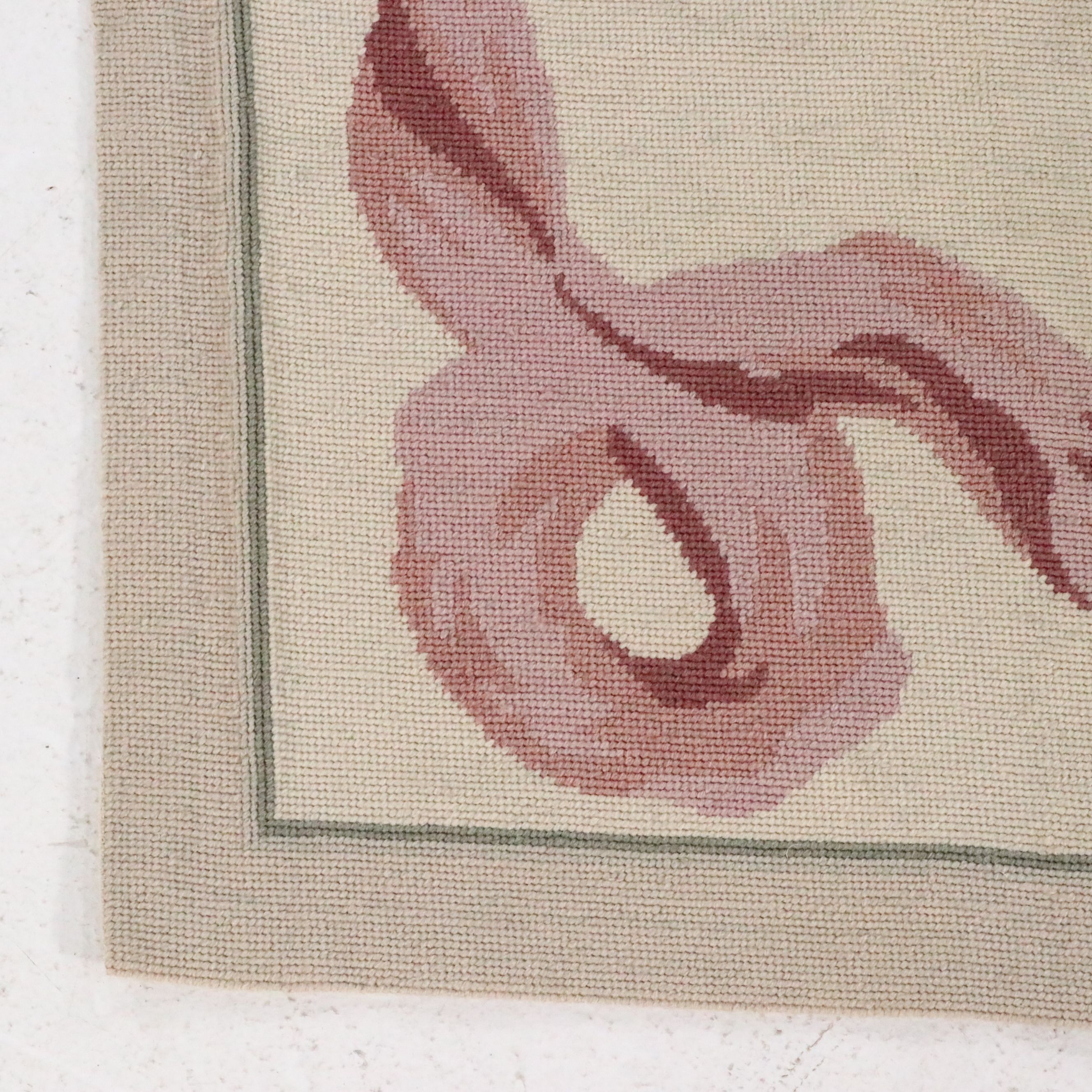 3'9 x 5'7 Handmade Ribbon Floral Needlepoint Area Rug