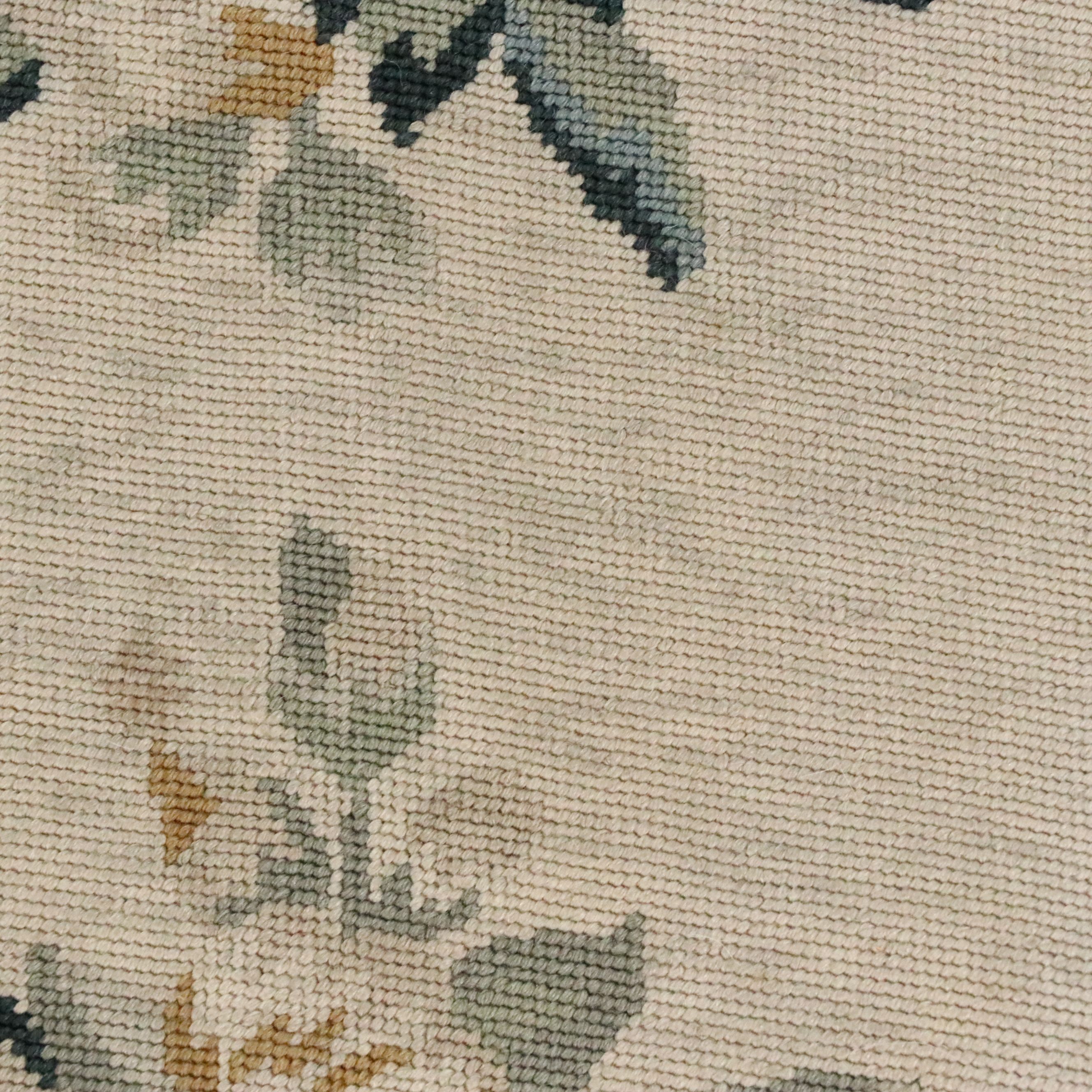 3'9 x 5'7 Handmade Ribbon Floral Needlepoint Area Rug