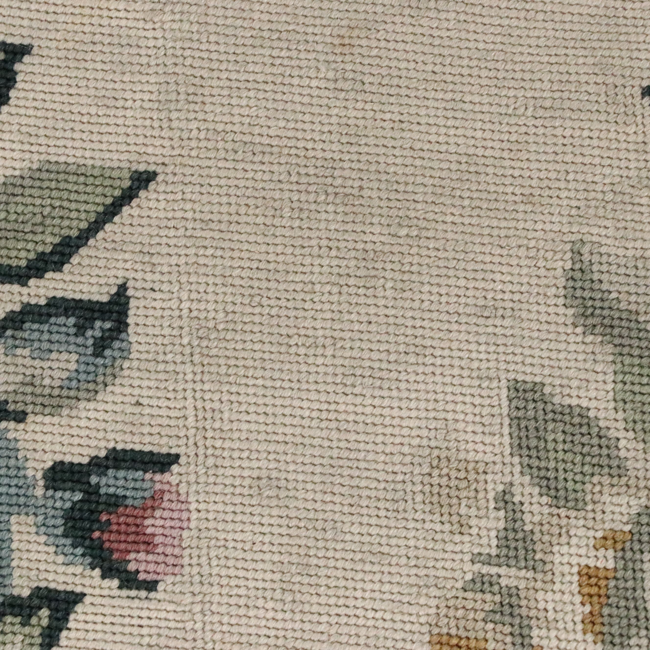 3'9 x 5'7 Handmade Ribbon Floral Needlepoint Area Rug