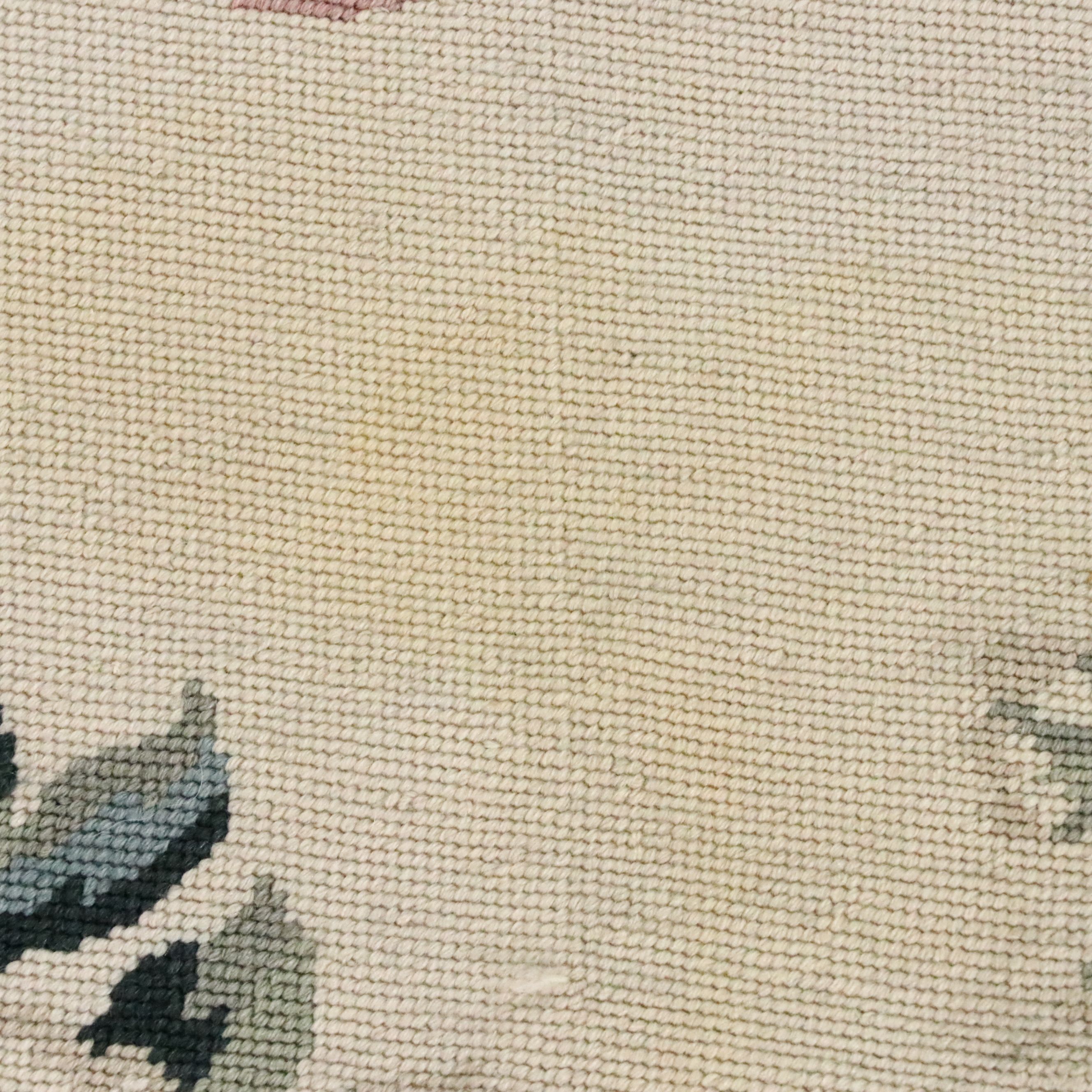 3'9 x 5'7 Handmade Ribbon Floral Needlepoint Area Rug