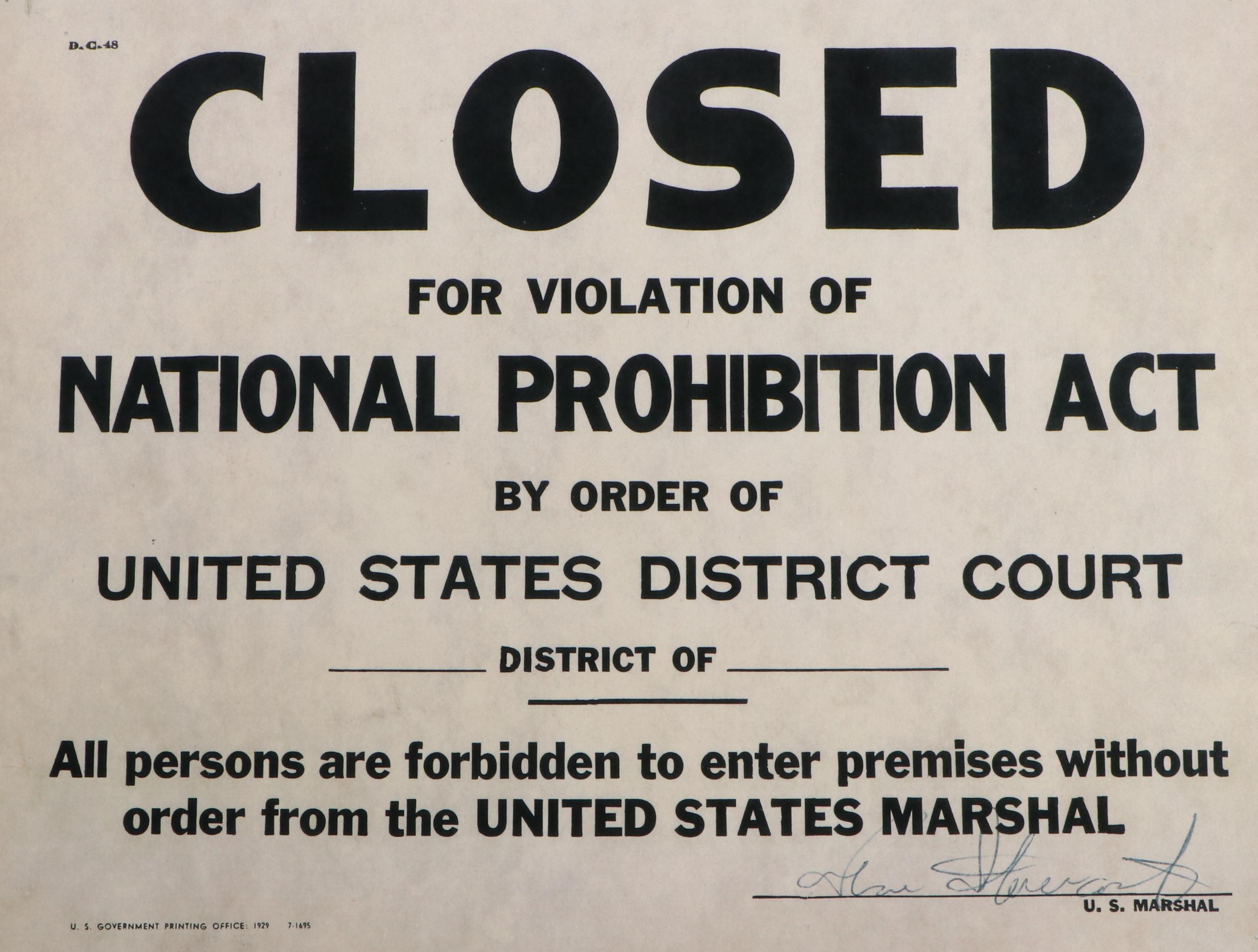 Prohibition Era Whisky Prescription Form with Reproduction Sign