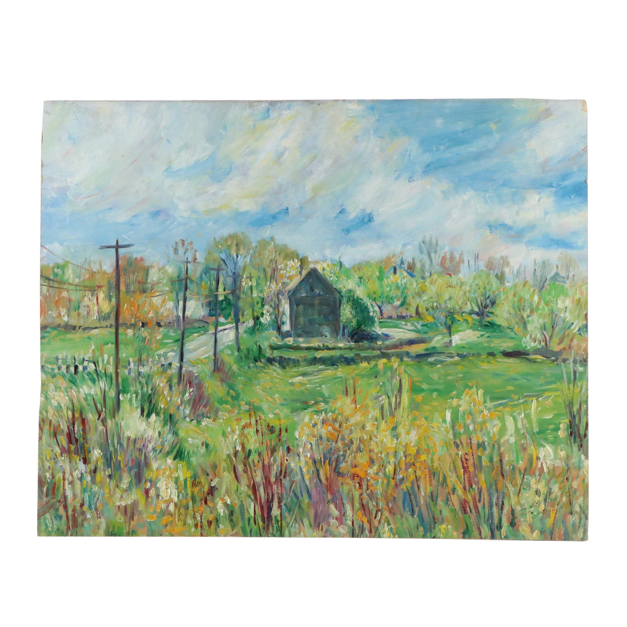 Michael Salvatore Abbate Rural Landscape Oil Painting, Mid-20th Century