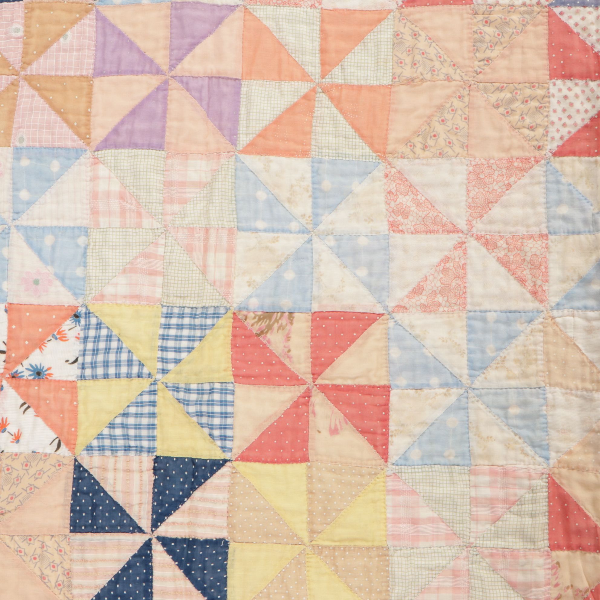 Hand-Pieced Patchwork "Pinwheel" and "Disappearing Nine-Patch" Quilts