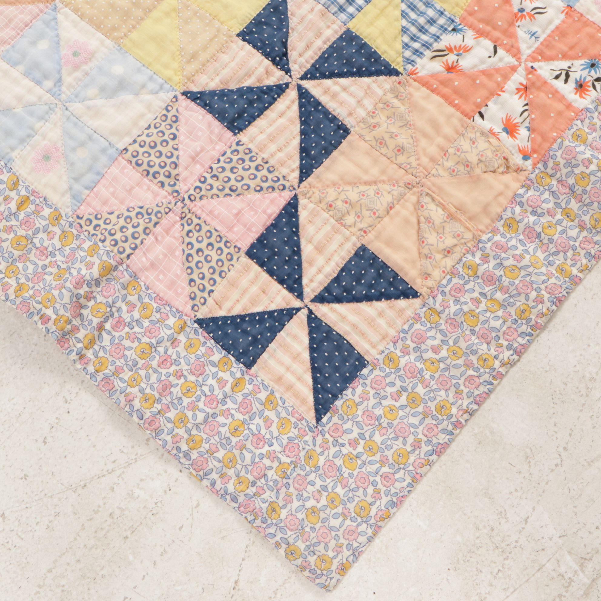 Hand-Pieced Patchwork "Pinwheel" and "Disappearing Nine-Patch" Quilts