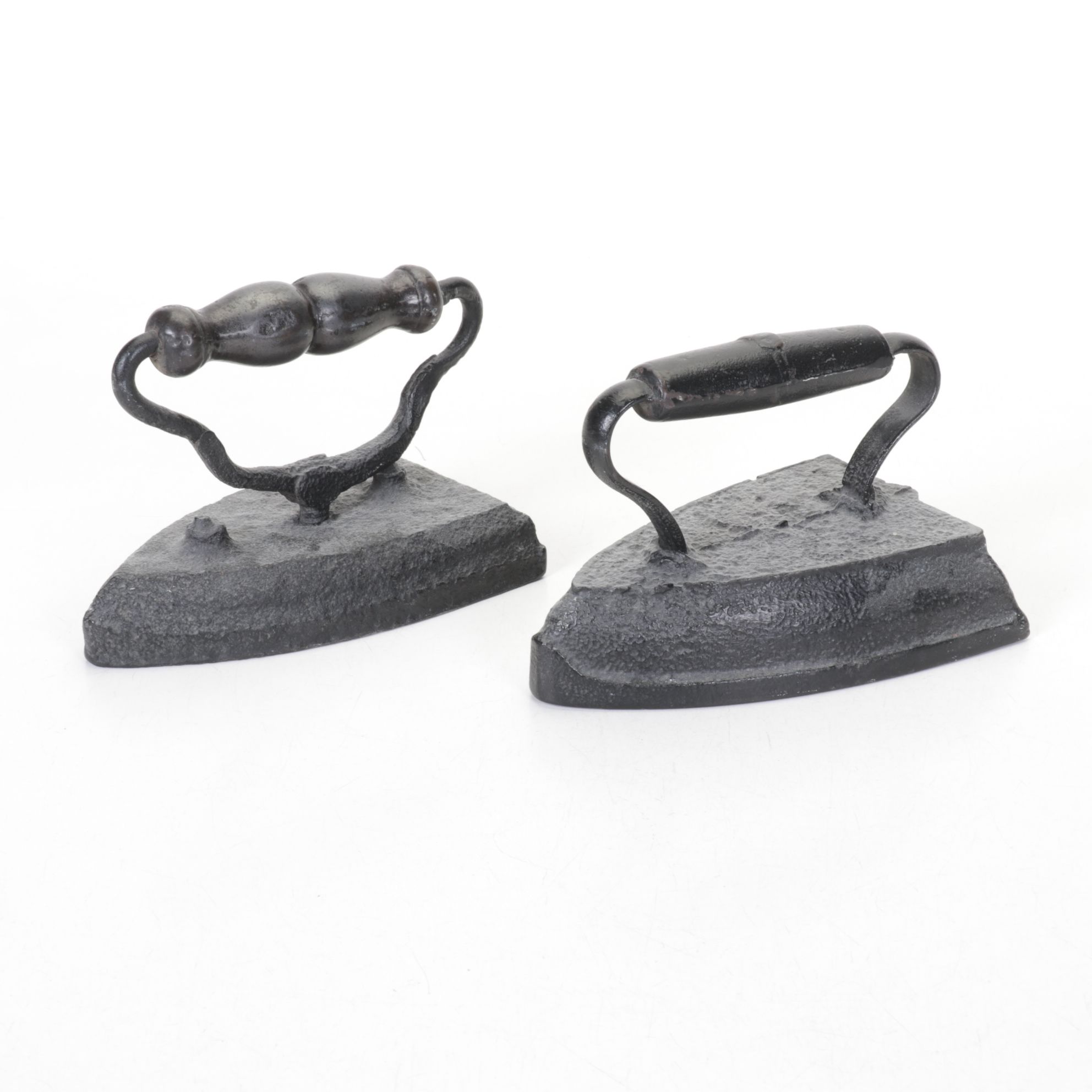 Two Cast Iron Sad Irons, Shoe Form, Tack Hammer and More
