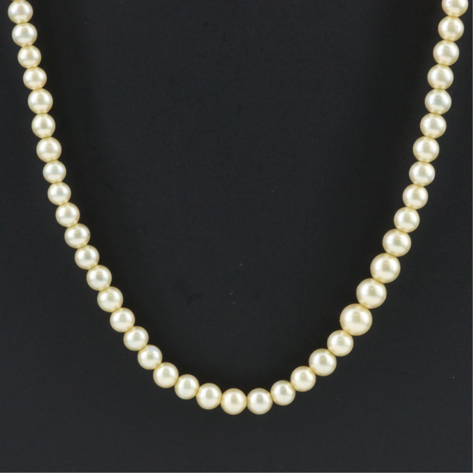 Vintage Faux Pearl Necklace with 10K Diamond Clasp