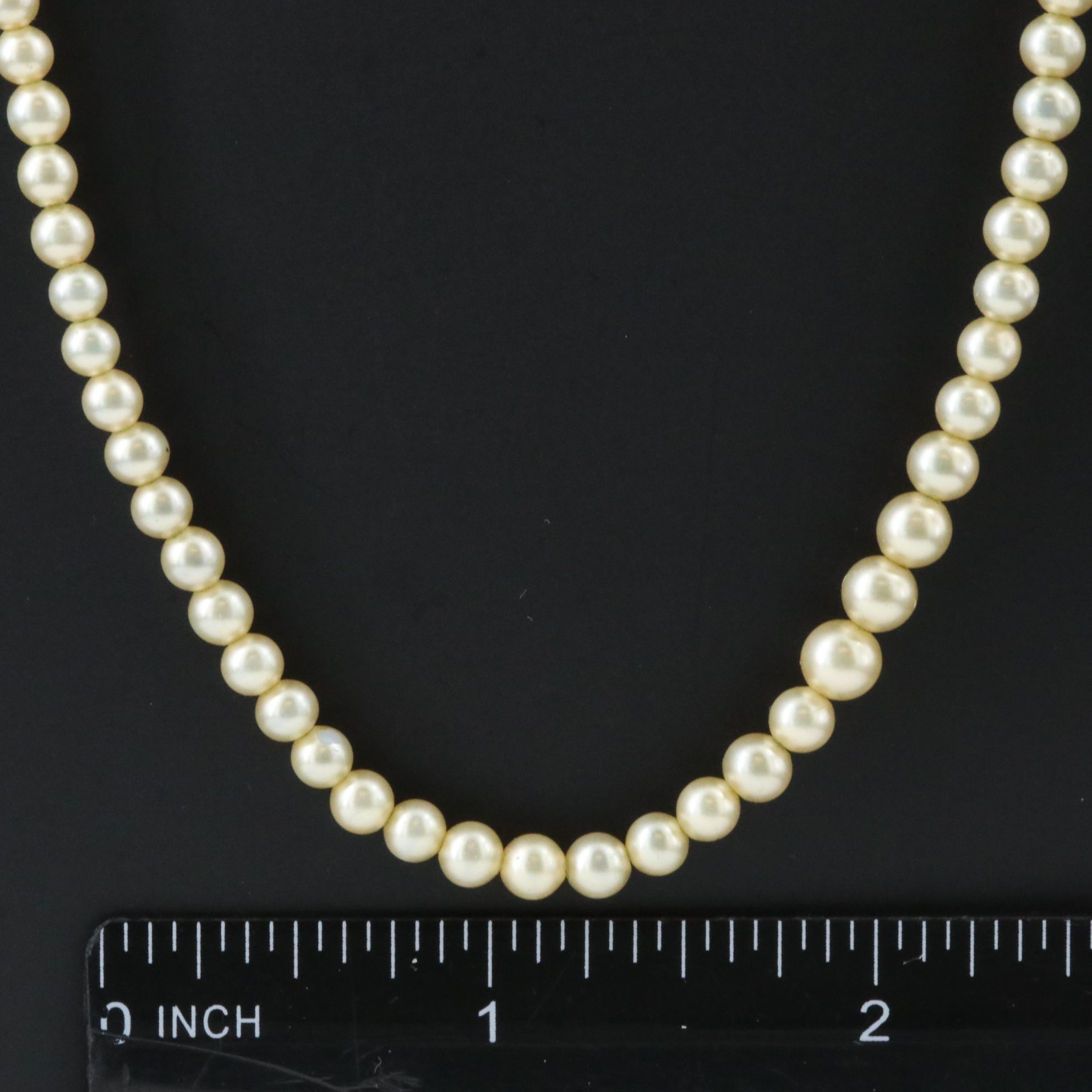 Vintage Faux Pearl Necklace with 10K Diamond Clasp