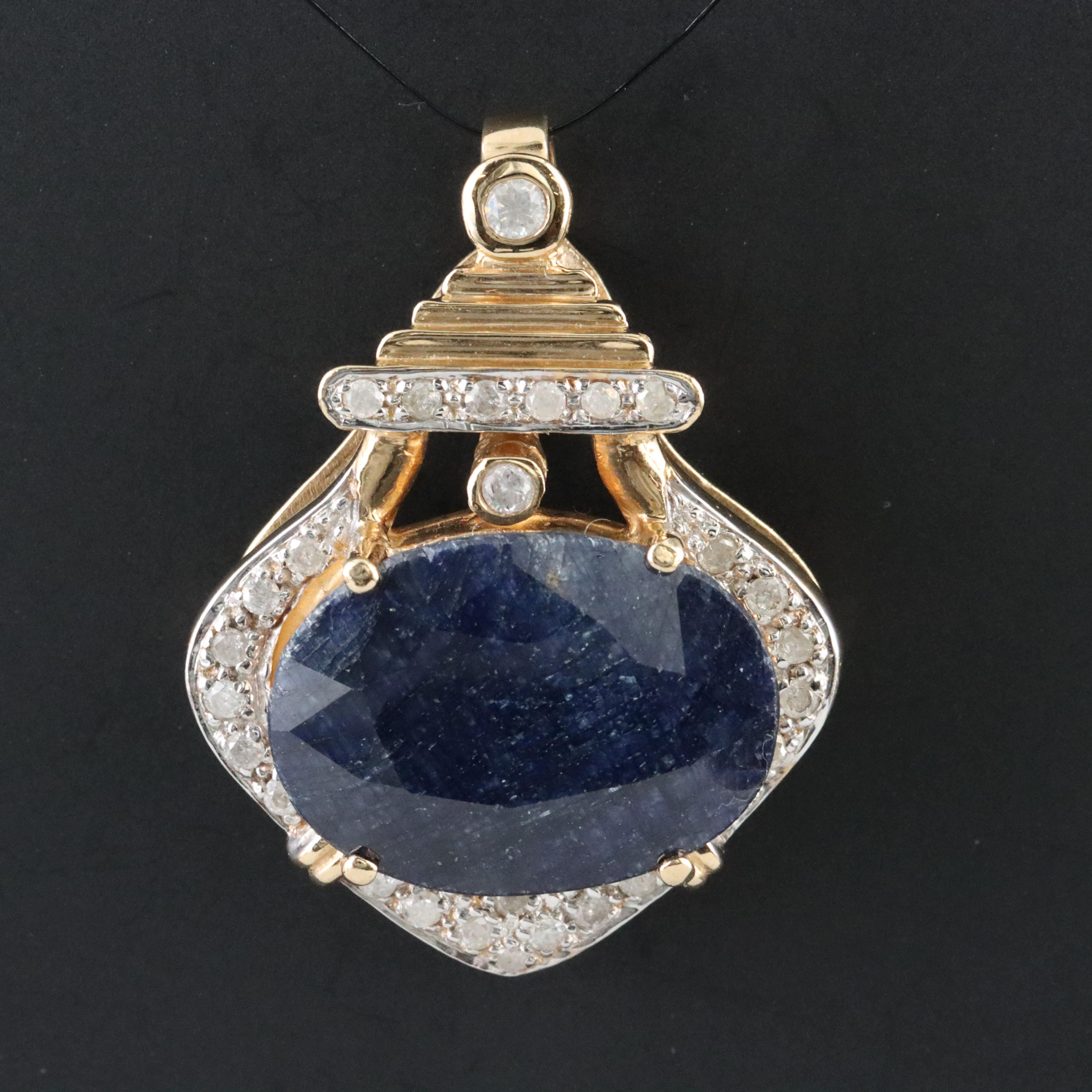 14K Sapphire and Diamond Pendant Slide
