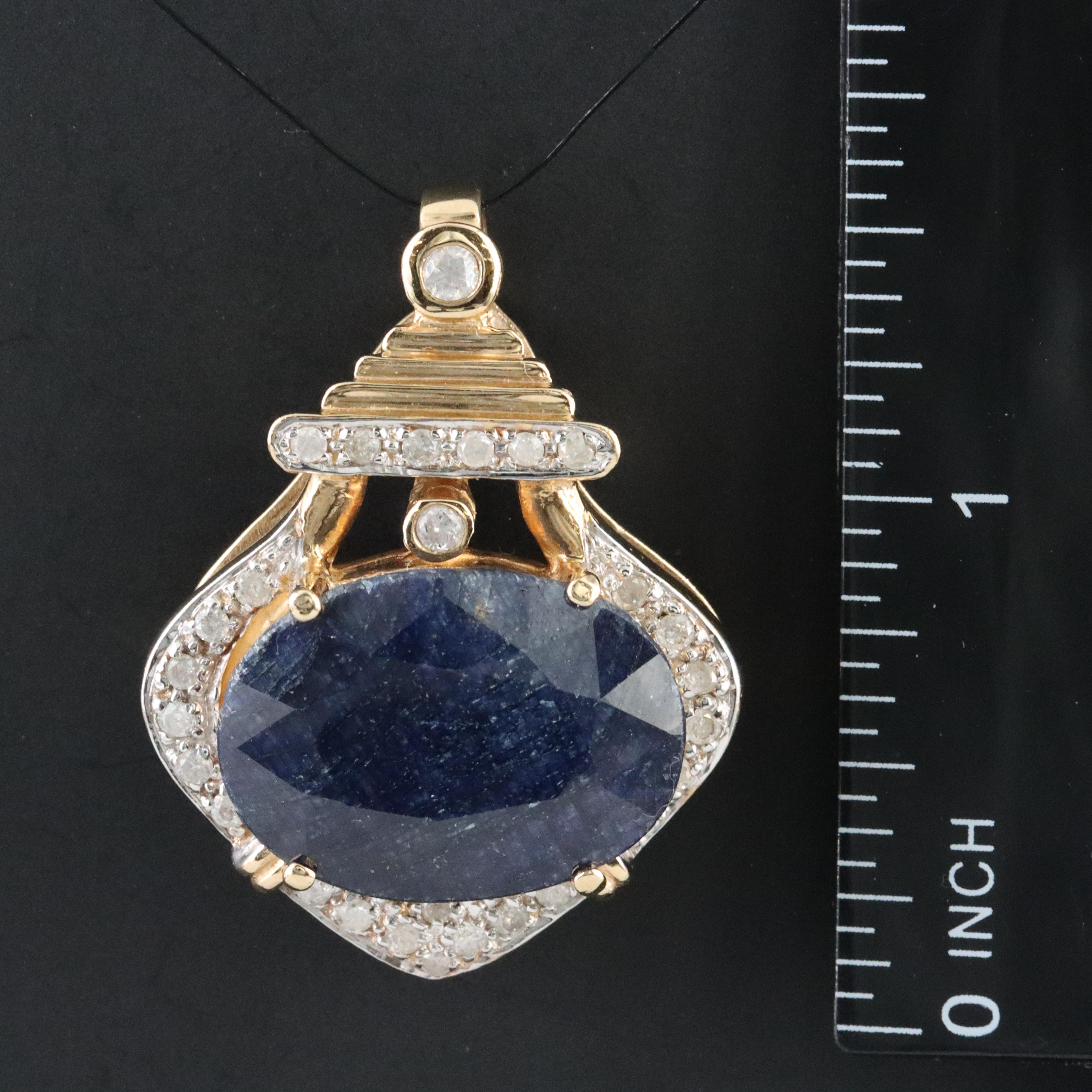 14K Sapphire and Diamond Pendant Slide