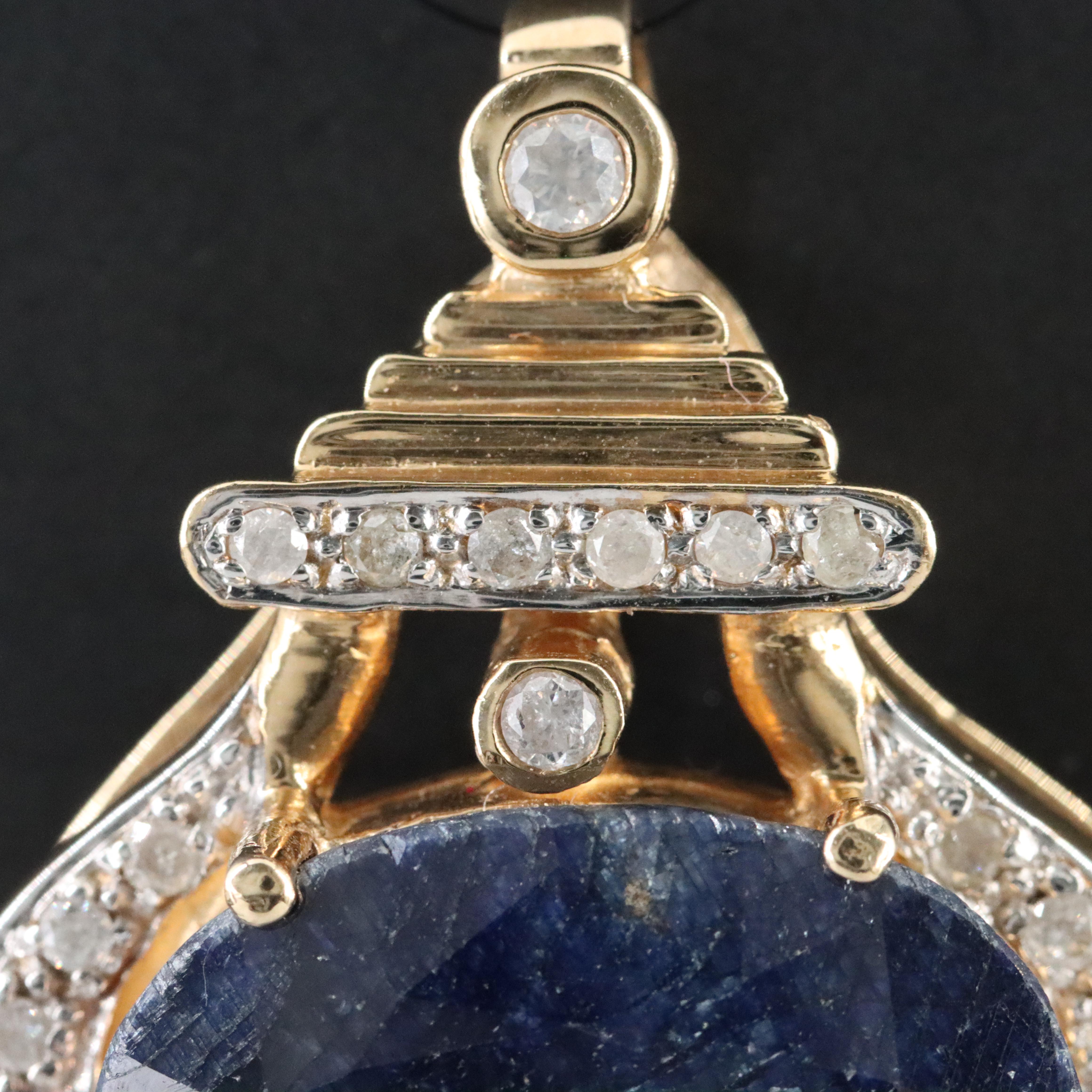 14K Sapphire and Diamond Pendant Slide