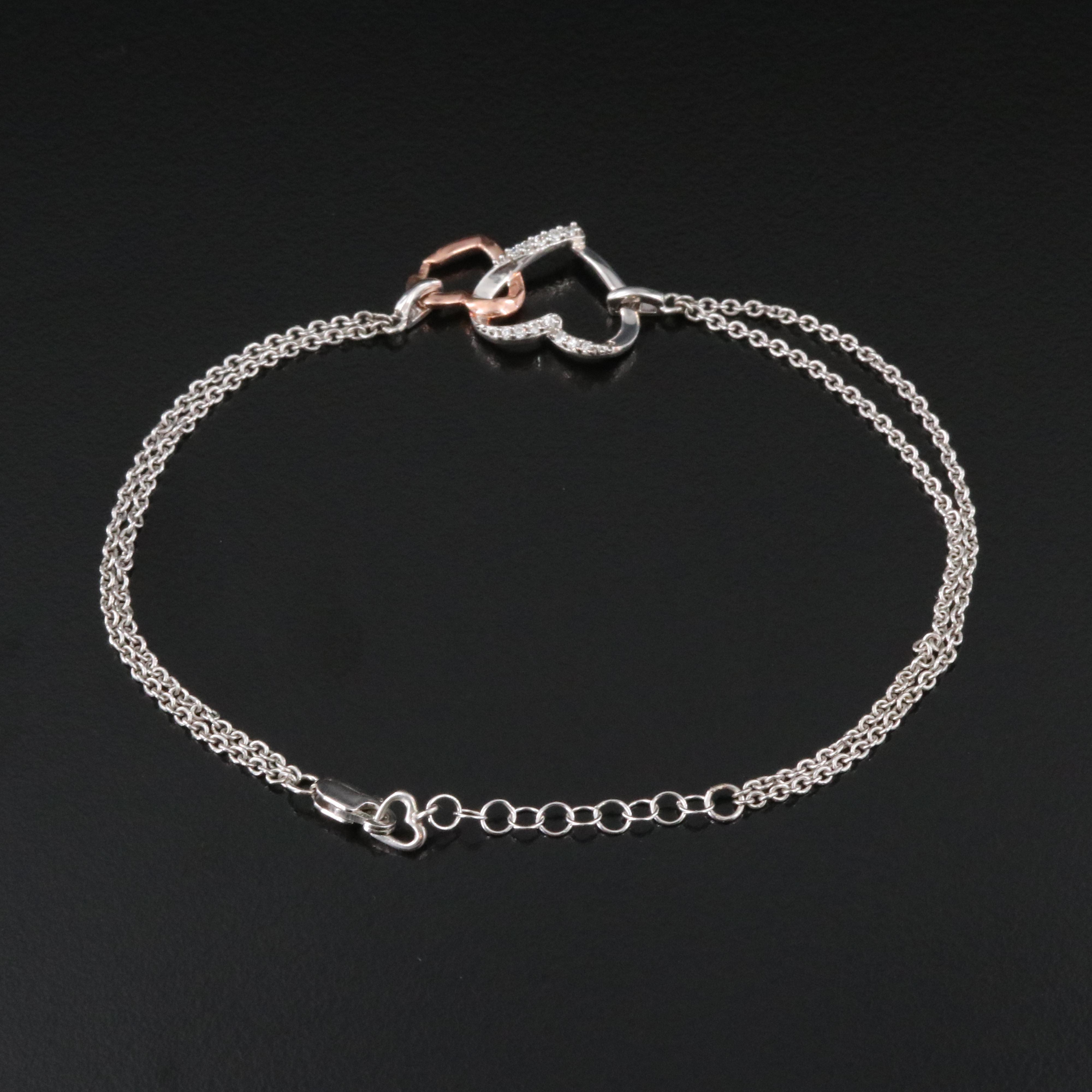 Sterling CZ Double Heart Bracelet