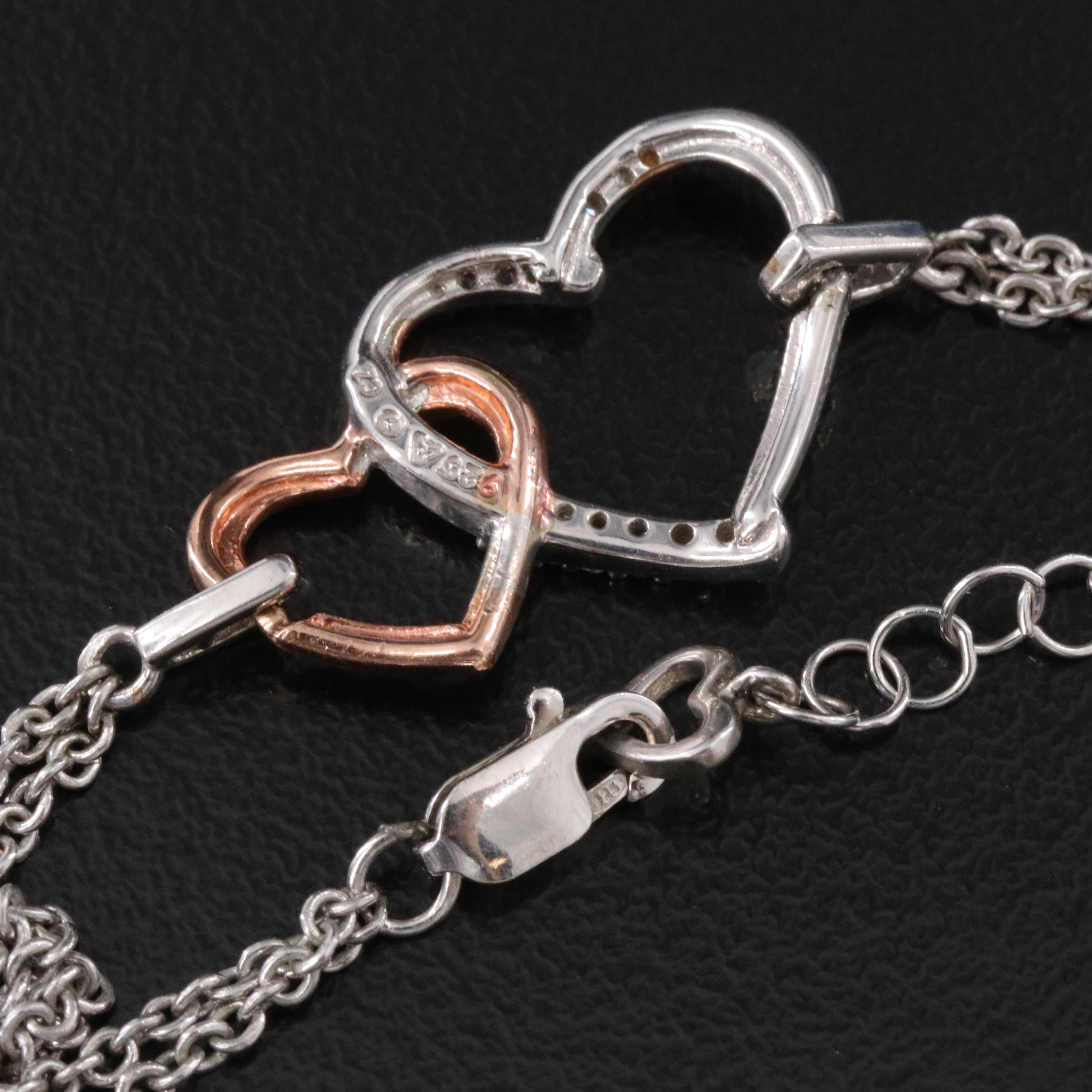 Sterling CZ Double Heart Bracelet