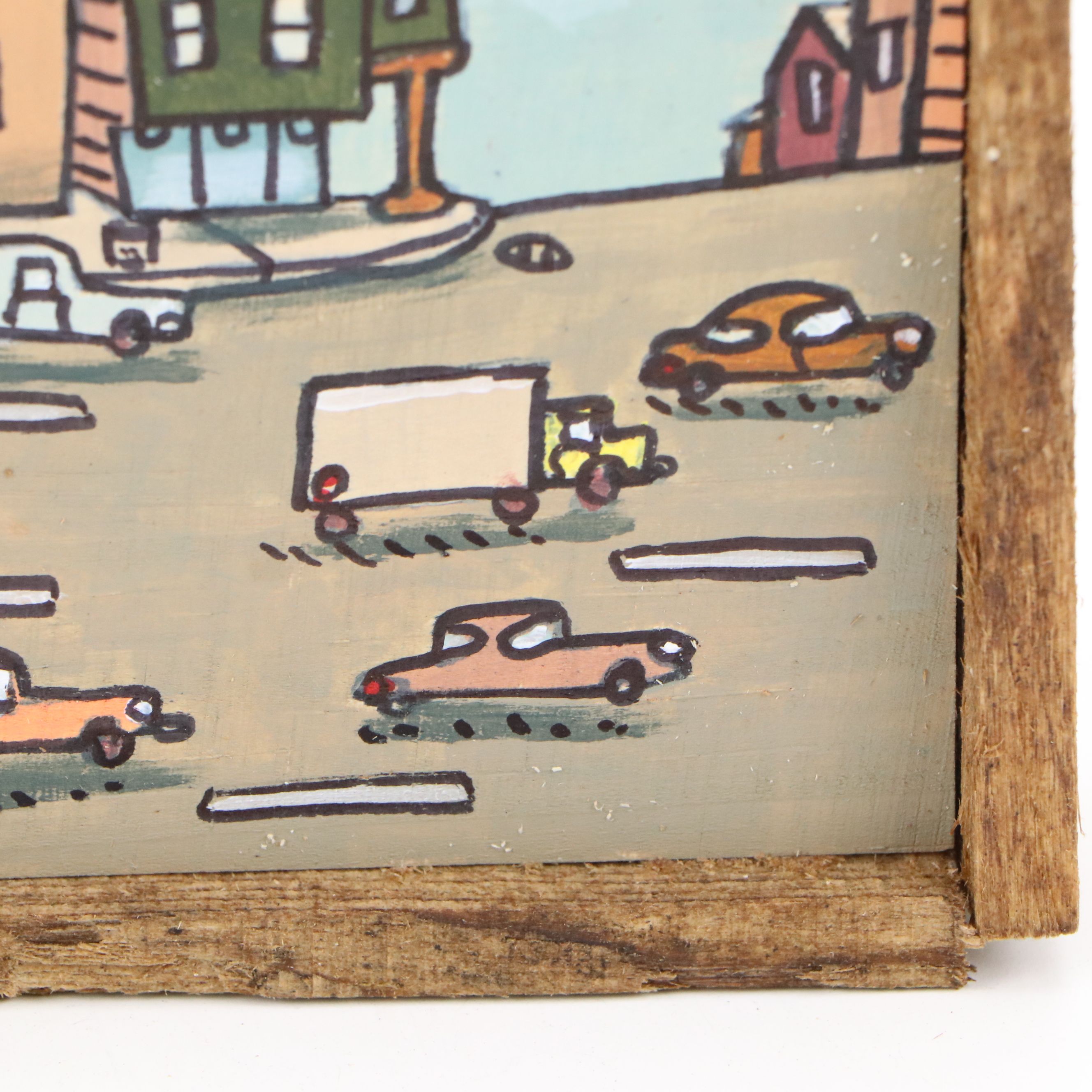 Aaron Wooten Stylized Cityscape Mixed Media Painting "Ashland Avenue," 2025