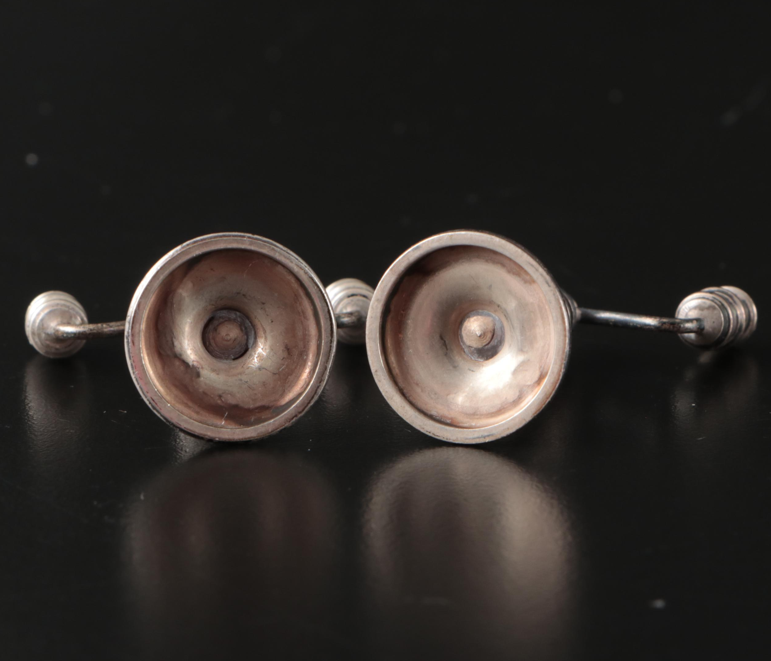 Miniature Sterling Silver Picture Frame, Candlesticks, and Oil Lamps