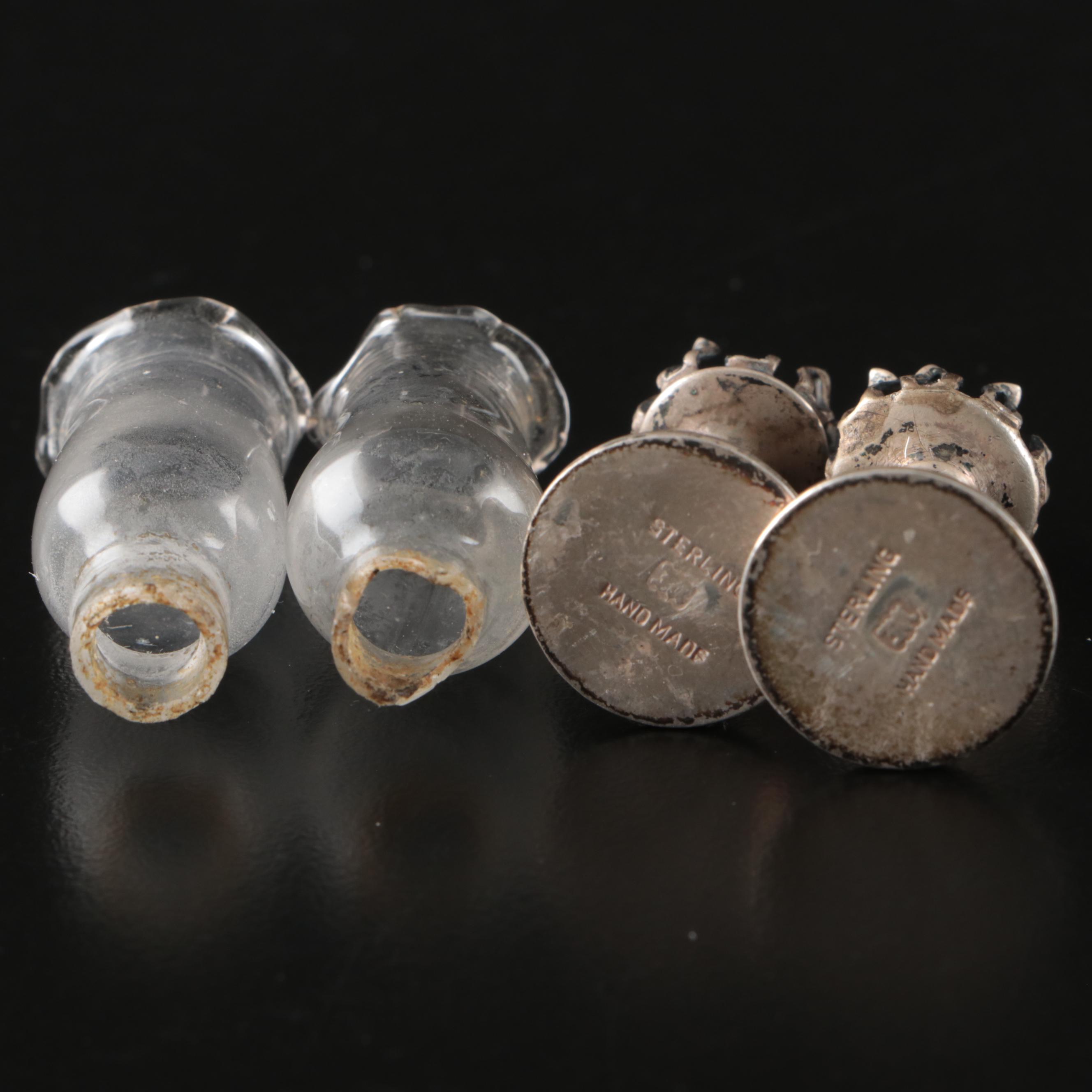 Miniature Sterling Silver Picture Frame, Candlesticks, and Oil Lamps