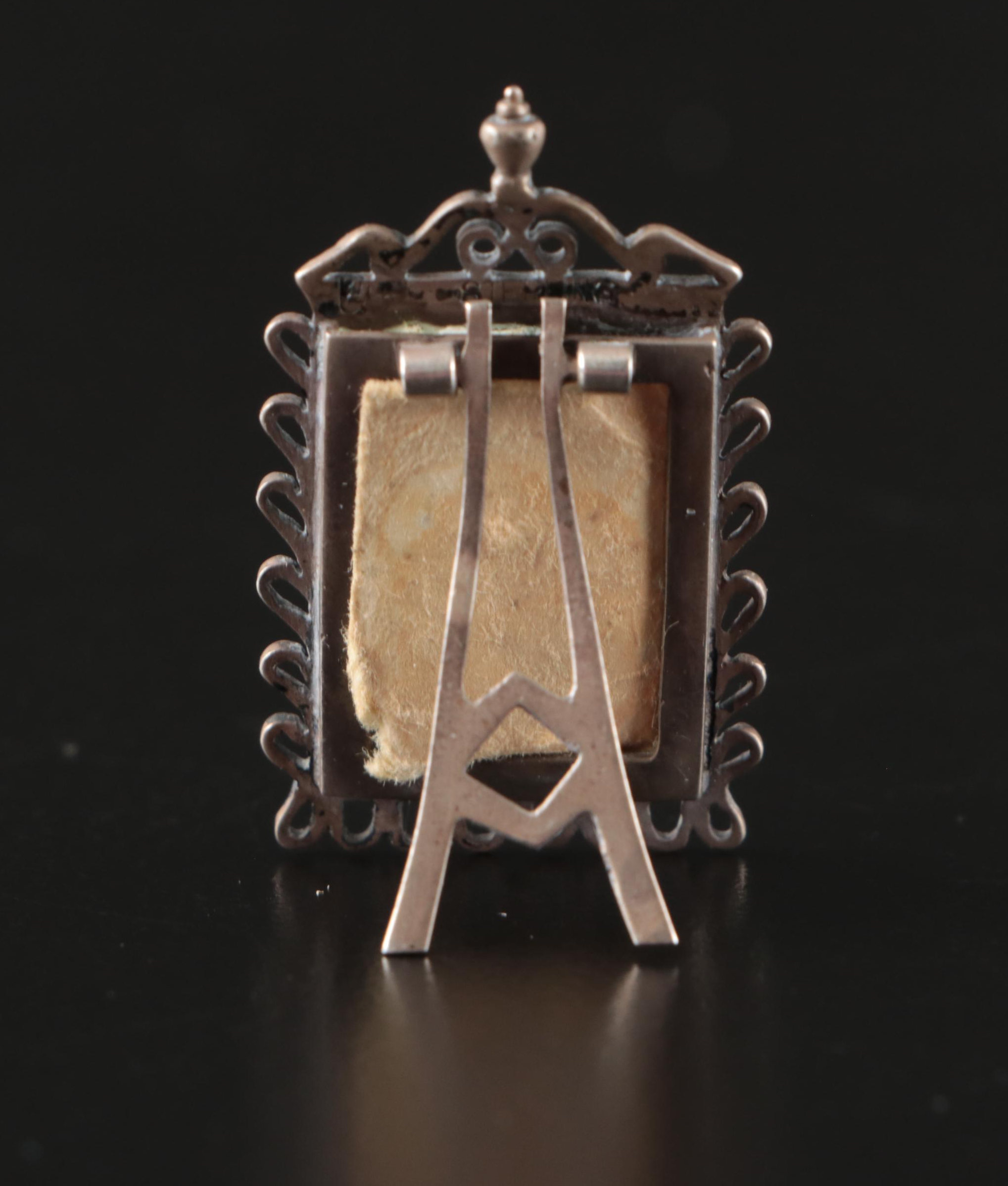 Miniature Sterling Silver Picture Frame, Candlesticks, and Oil Lamps