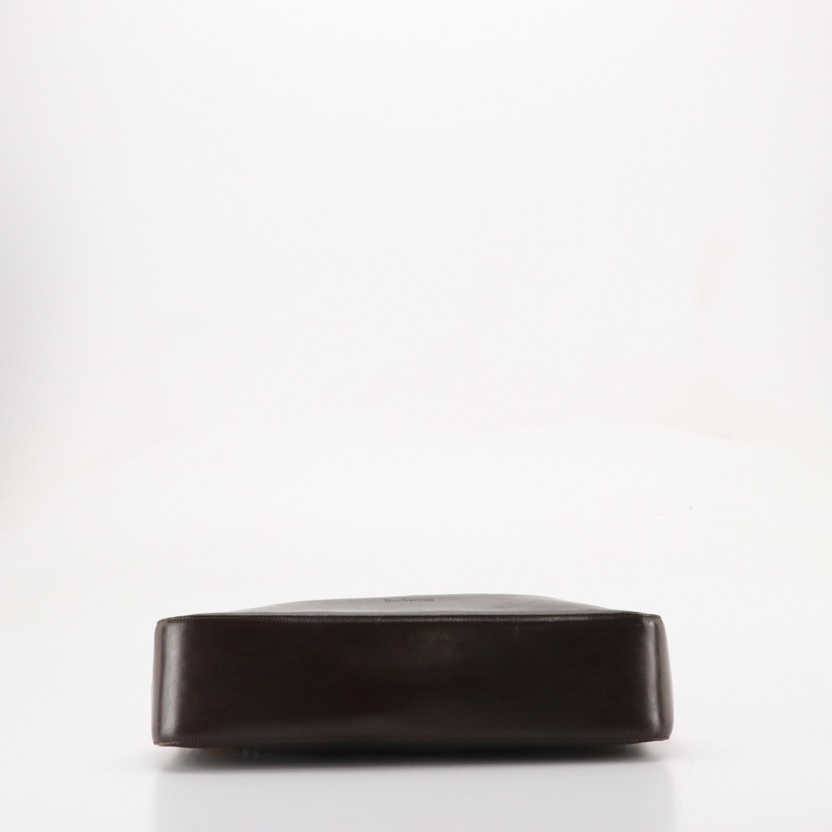 Burberrys Shoulder Bag in Haymarket Check Canvas and Dark Brown Saffiano Leather