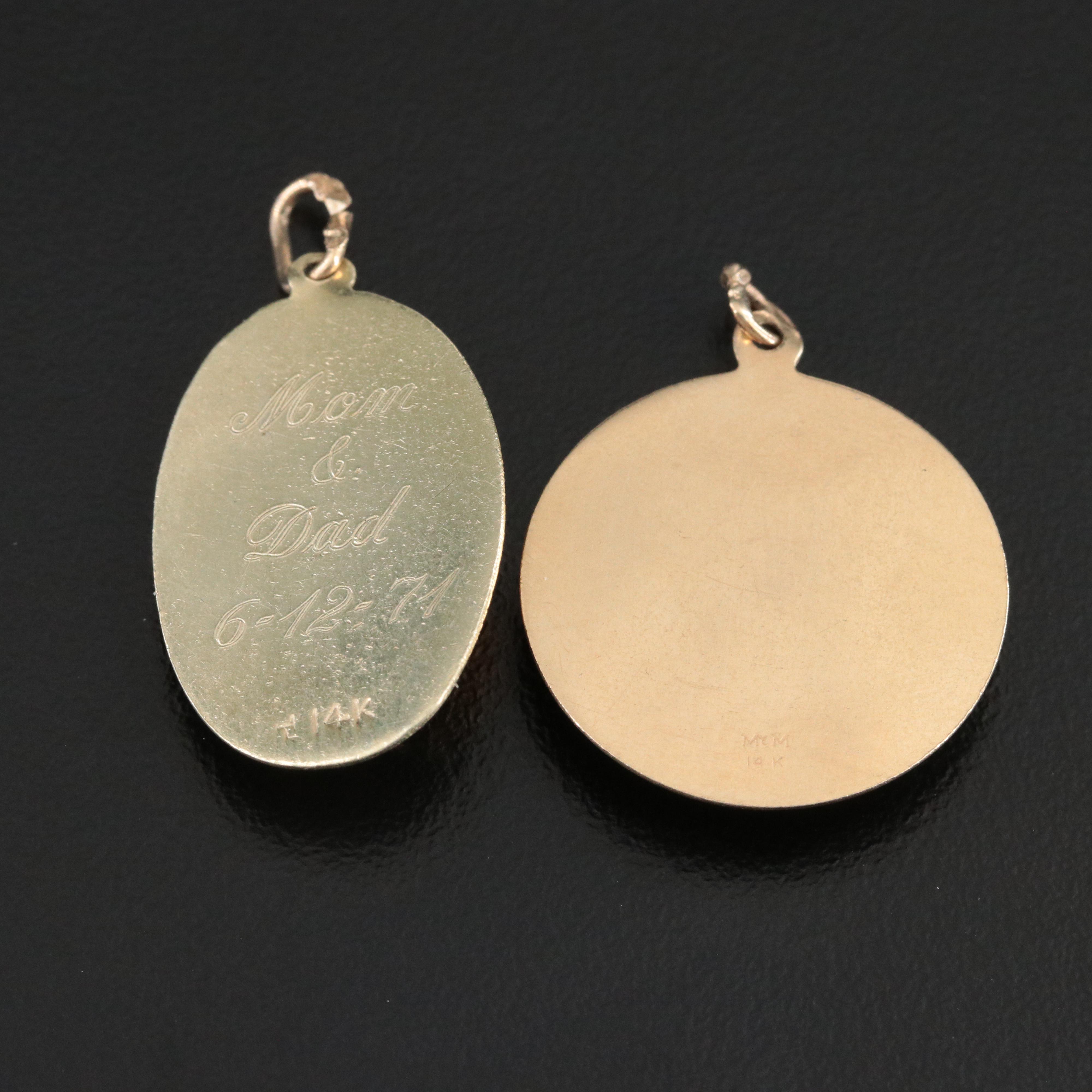 14K Graduation and Fraternal Chi Omega Charm Pendants
