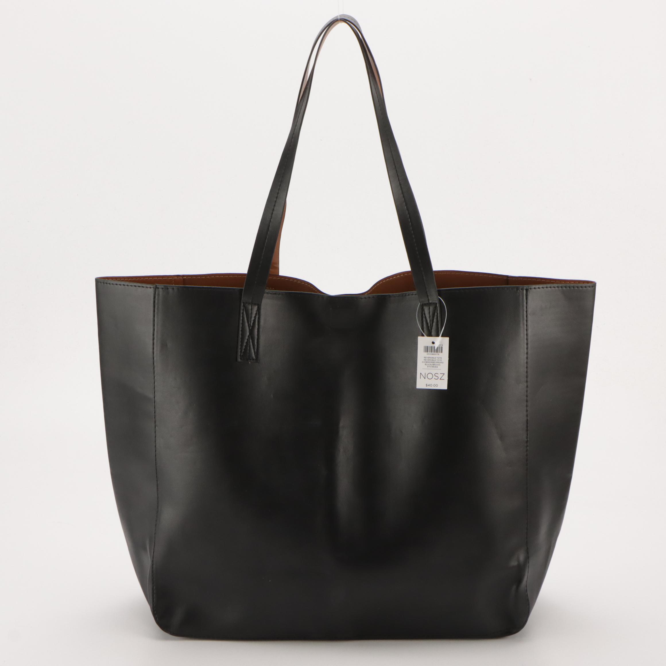 Chico's Black Leather Tote and Tassel Print Zip Pouch with More Bags and Wallet