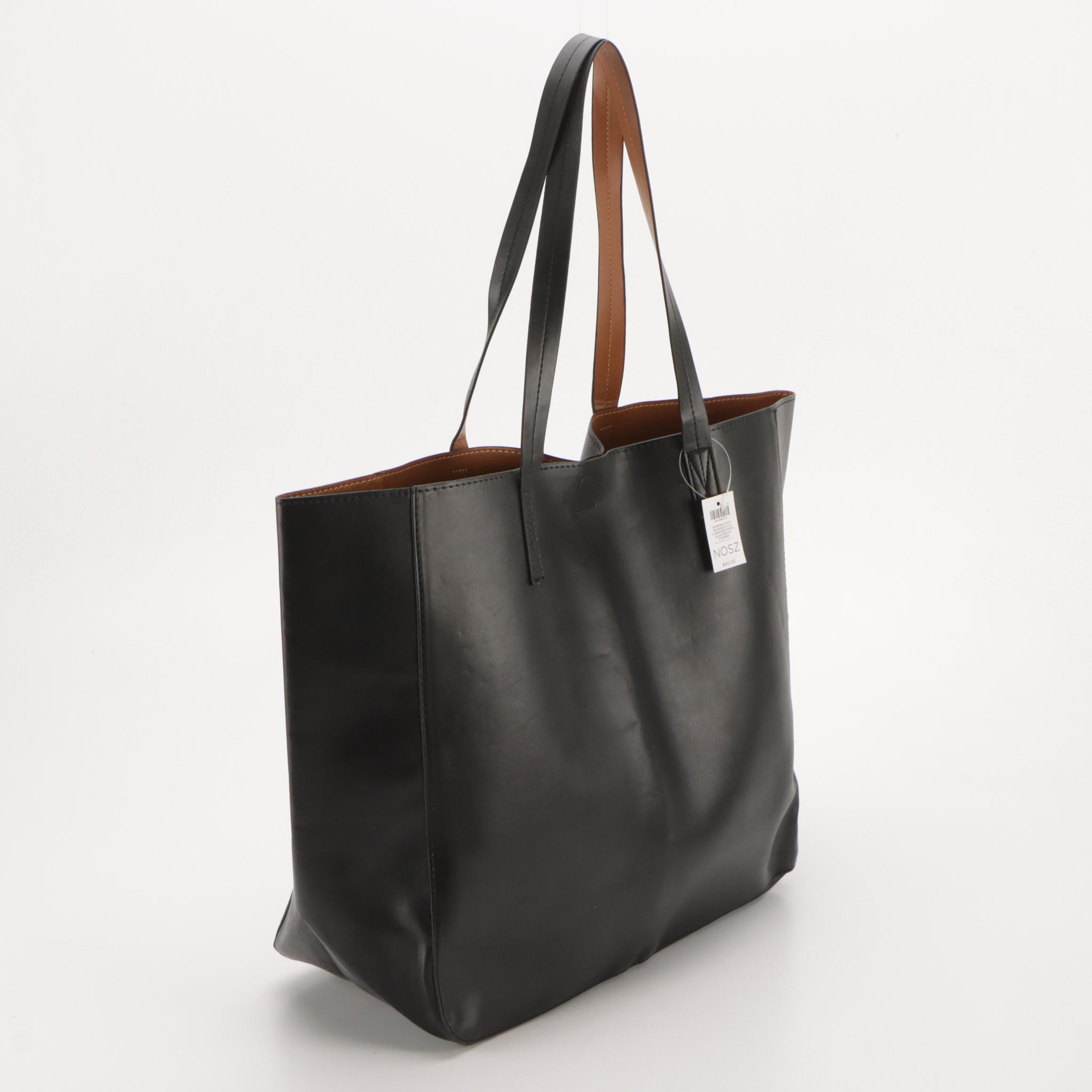 Chico's Black Leather Tote and Tassel Print Zip Pouch with More Bags and Wallet