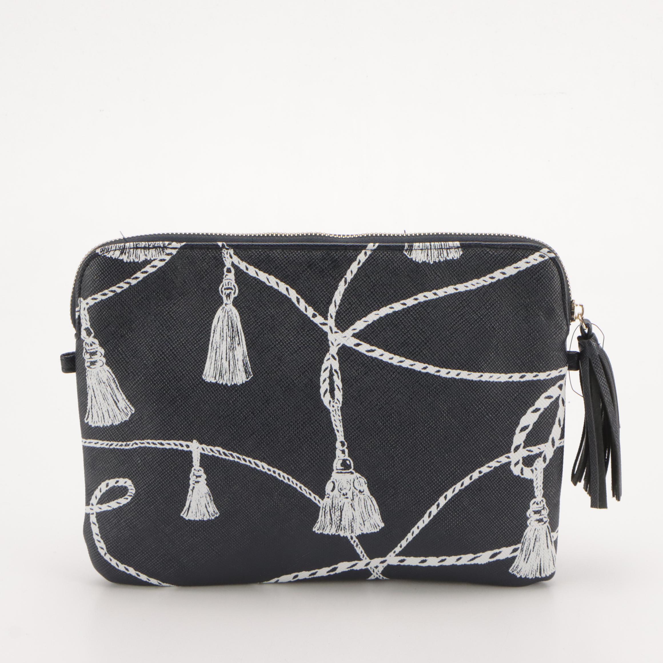 Chico's Black Leather Tote and Tassel Print Zip Pouch with More Bags and Wallet