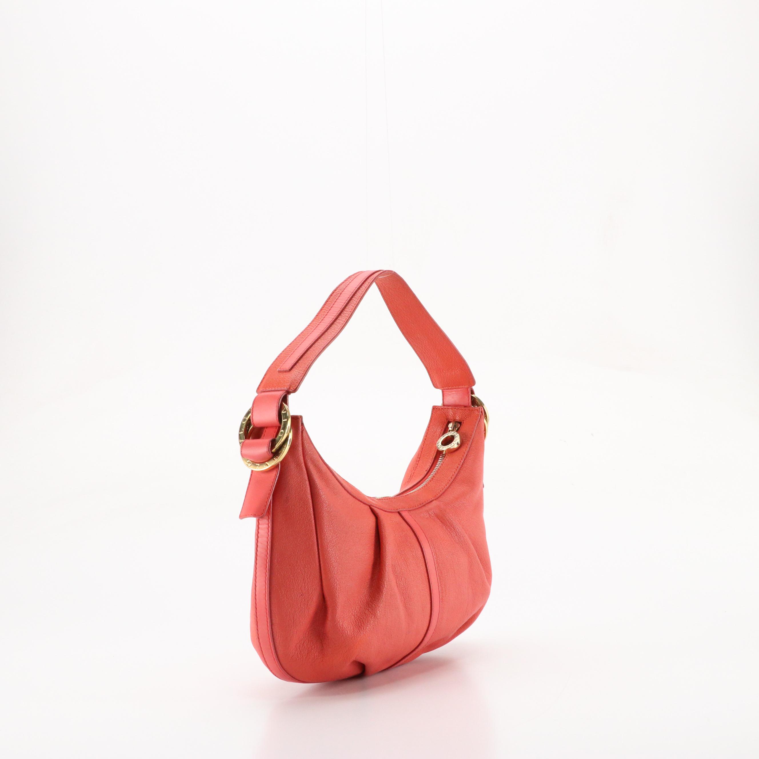 BVLGARI Grain Textured Leather Shoulder Bag