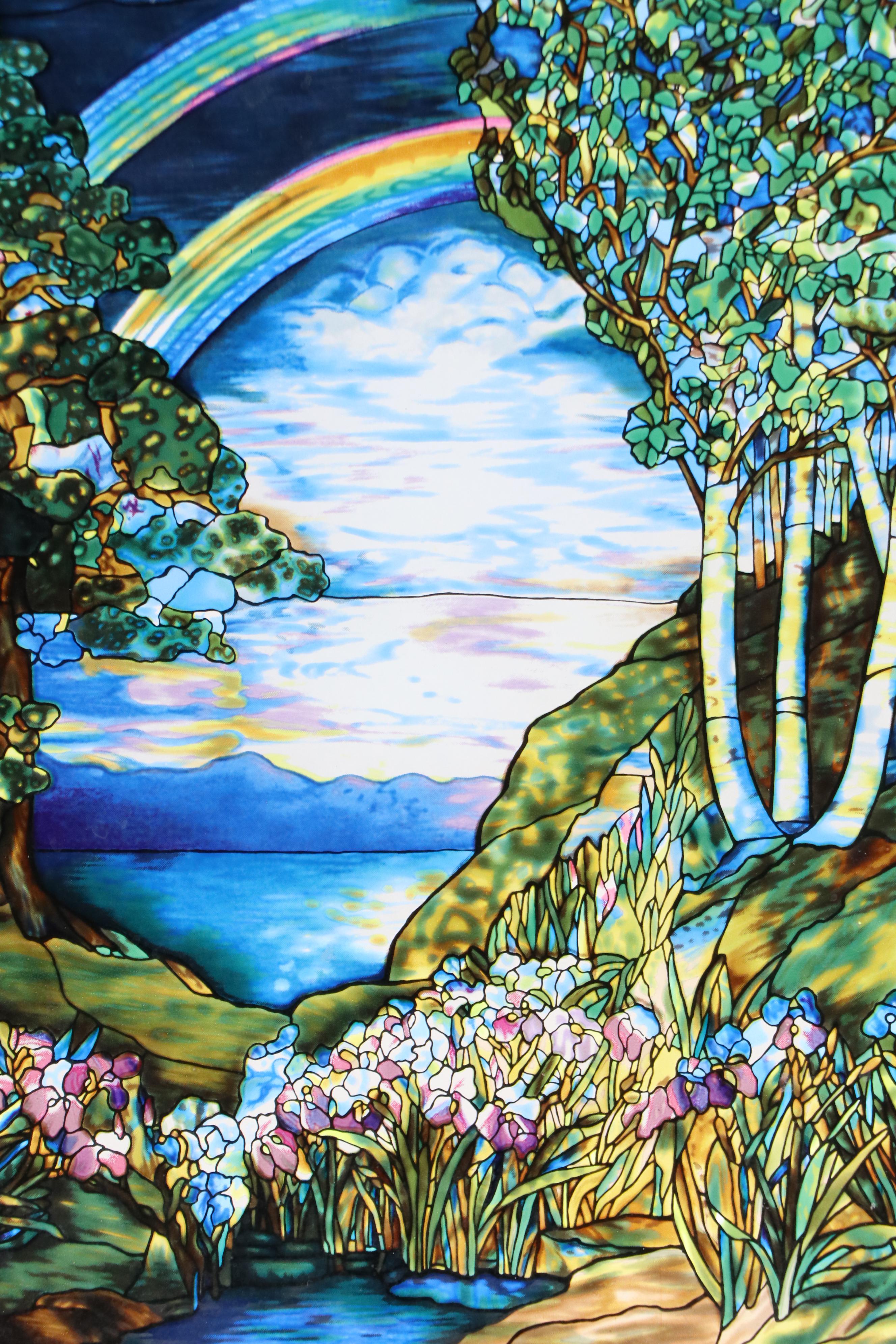 Printed Glass Panel After Louis Comfort Tiffany's "Double Rainbow"