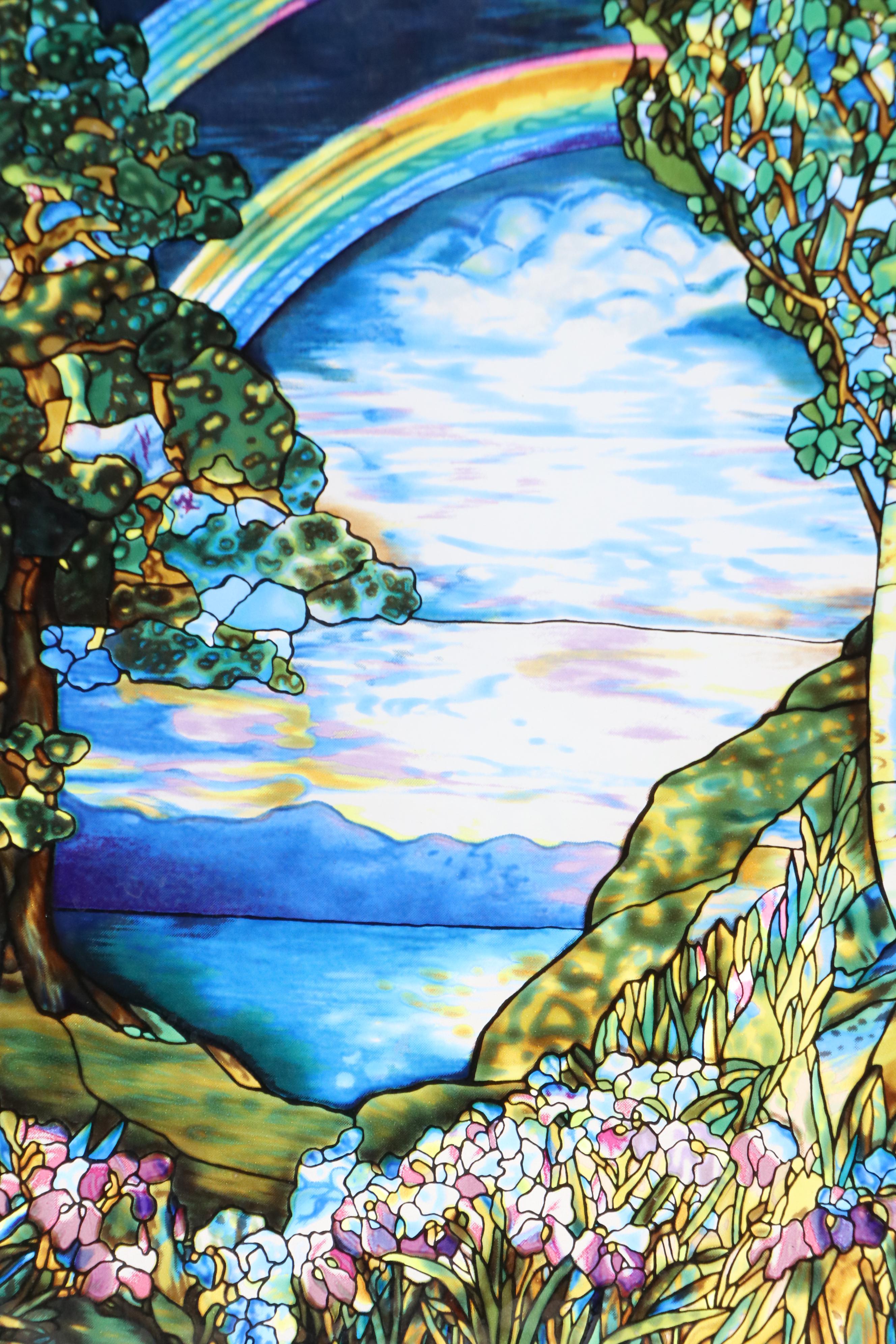 Printed Glass Panel After Louis Comfort Tiffany's "Double Rainbow"