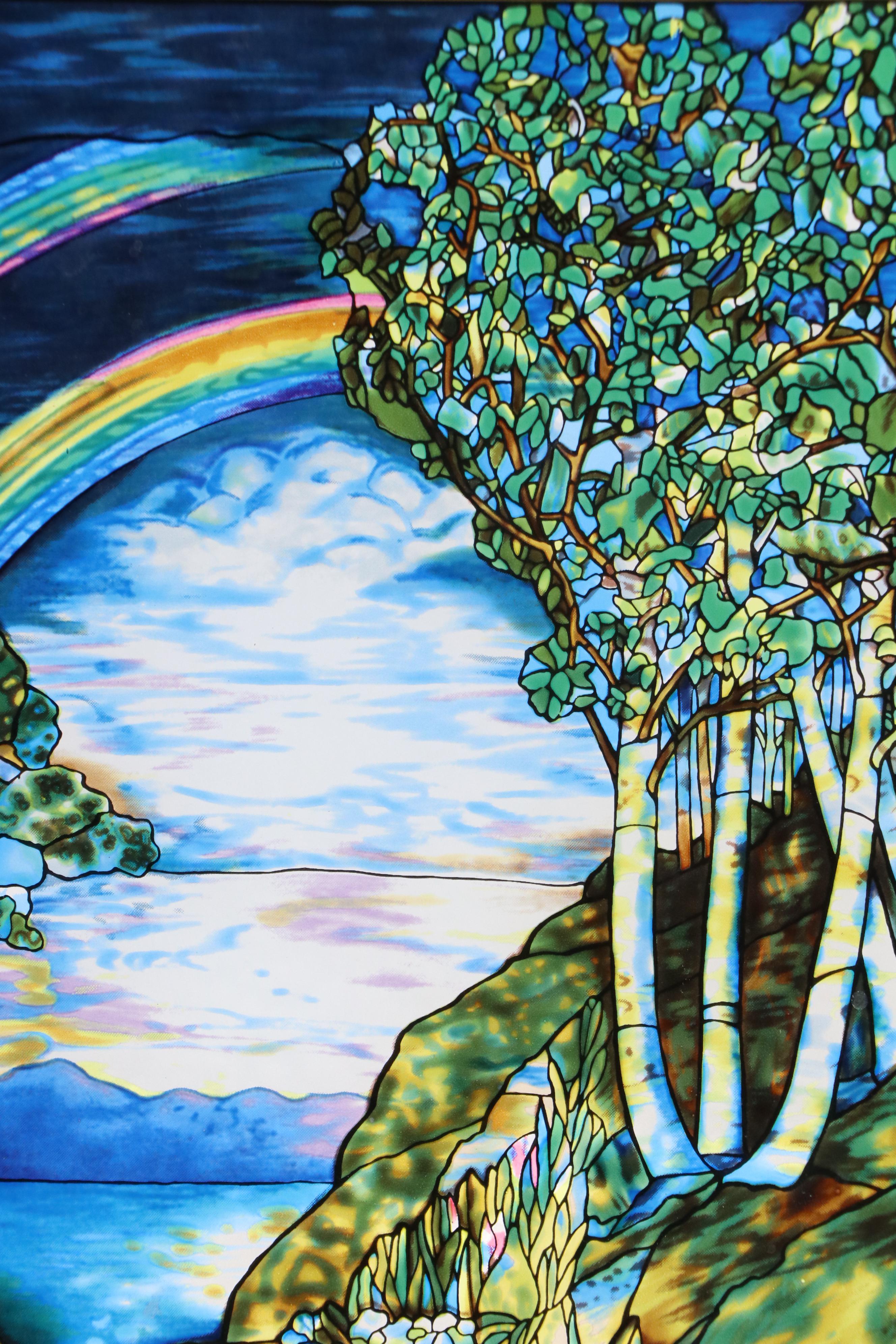 Printed Glass Panel After Louis Comfort Tiffany's "Double Rainbow"