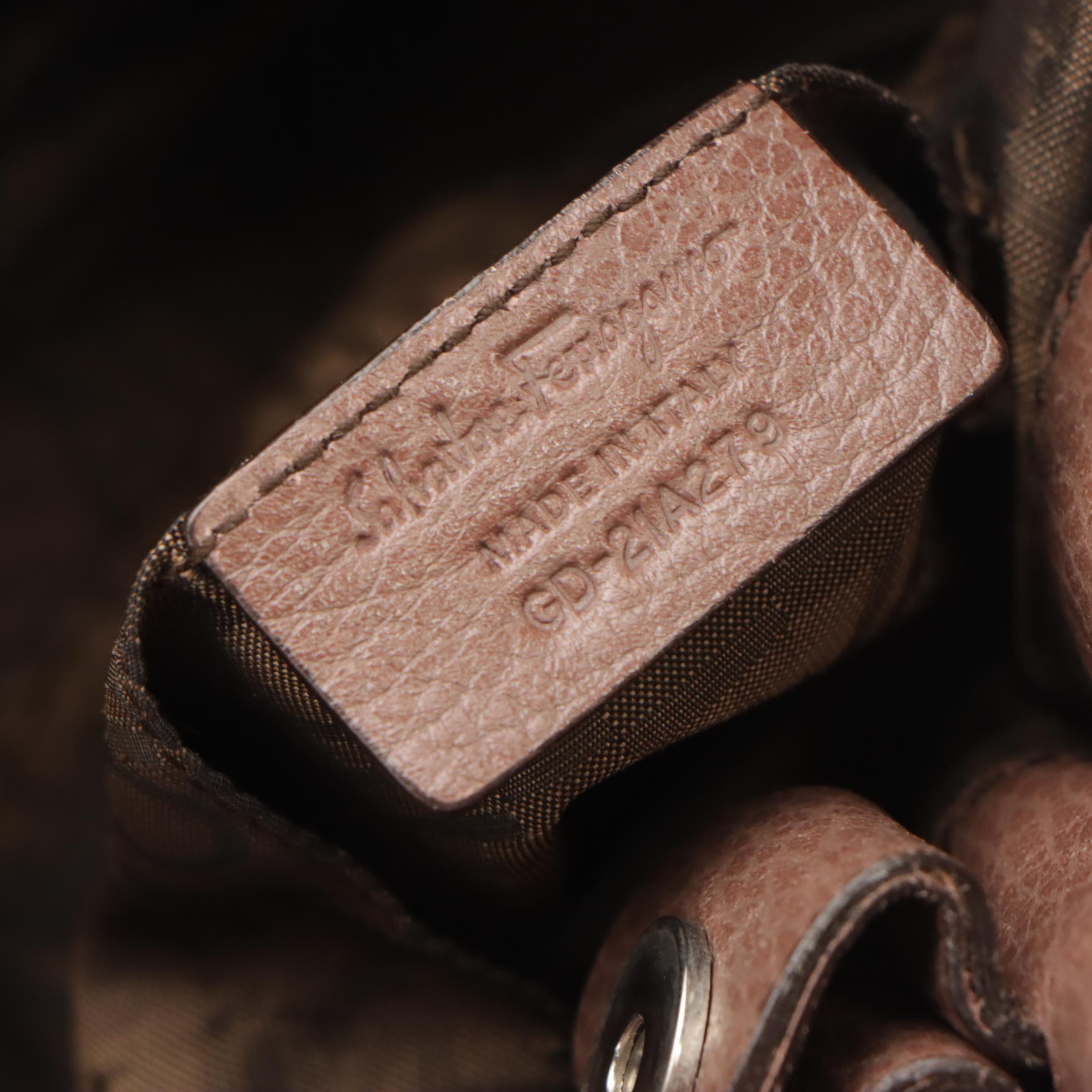 Salvatore Ferragamo Suede and Grain Leather Handbag with Zip Pouch