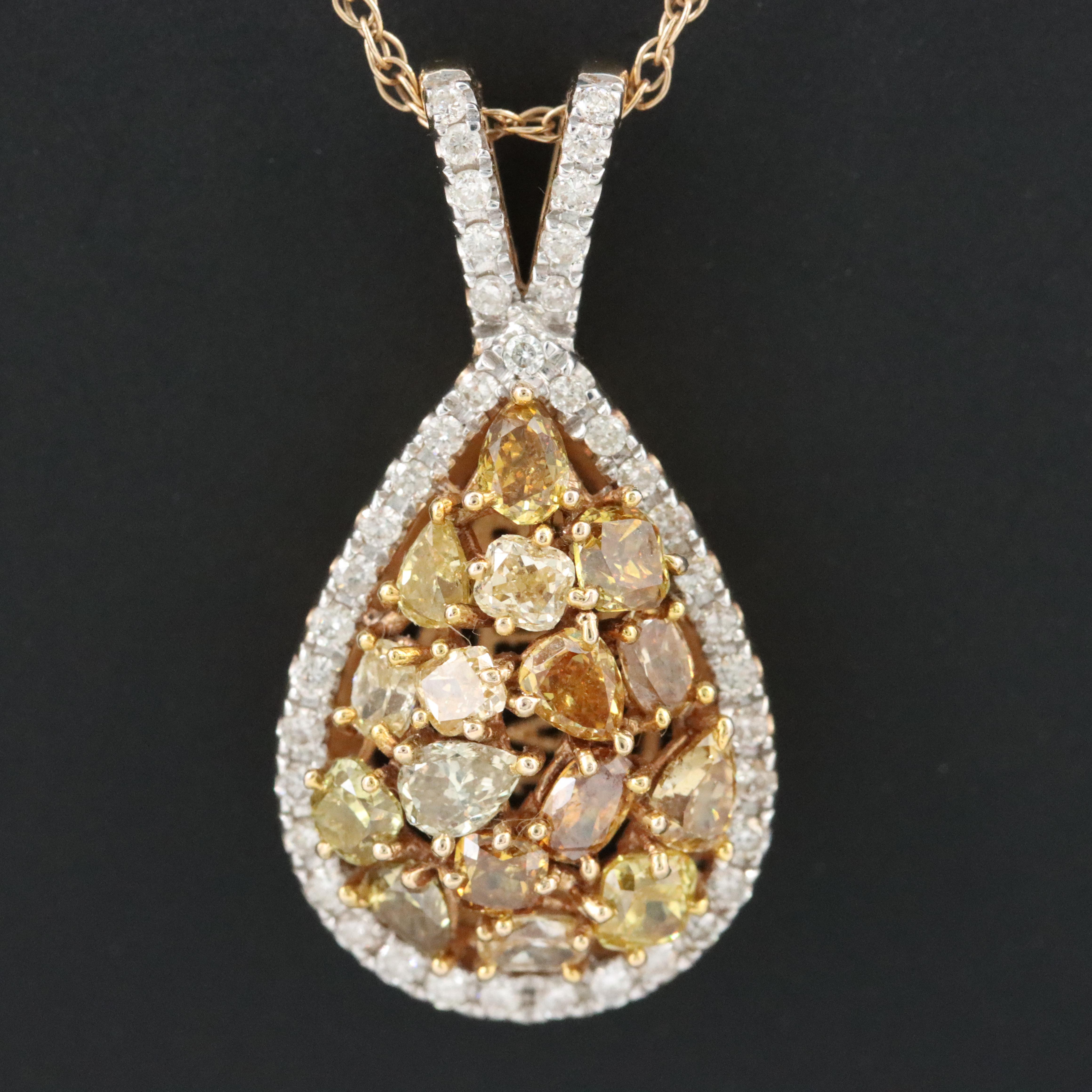 Kallati 14K Fancy Yellow Diamond Pendant Necklace