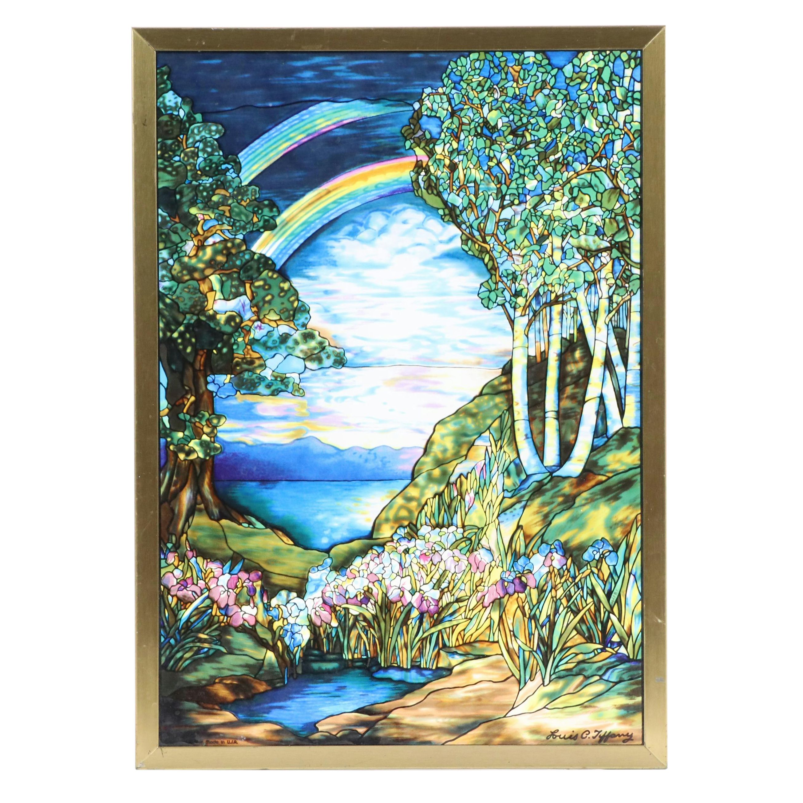 Printed Glass Panel After Louis Comfort Tiffany's "Double Rainbow"