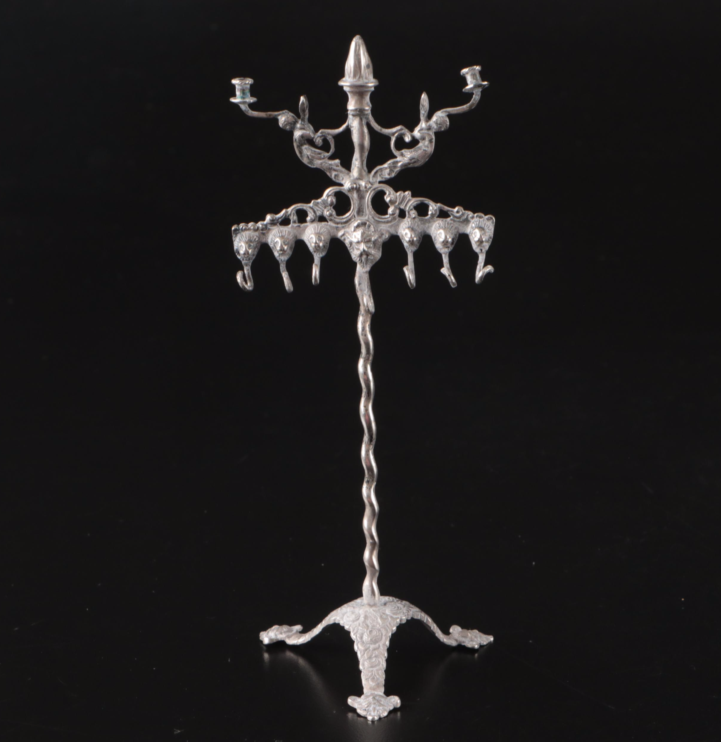 Miniature Sterling Silver Fireplace Accessory Set, 20th Century