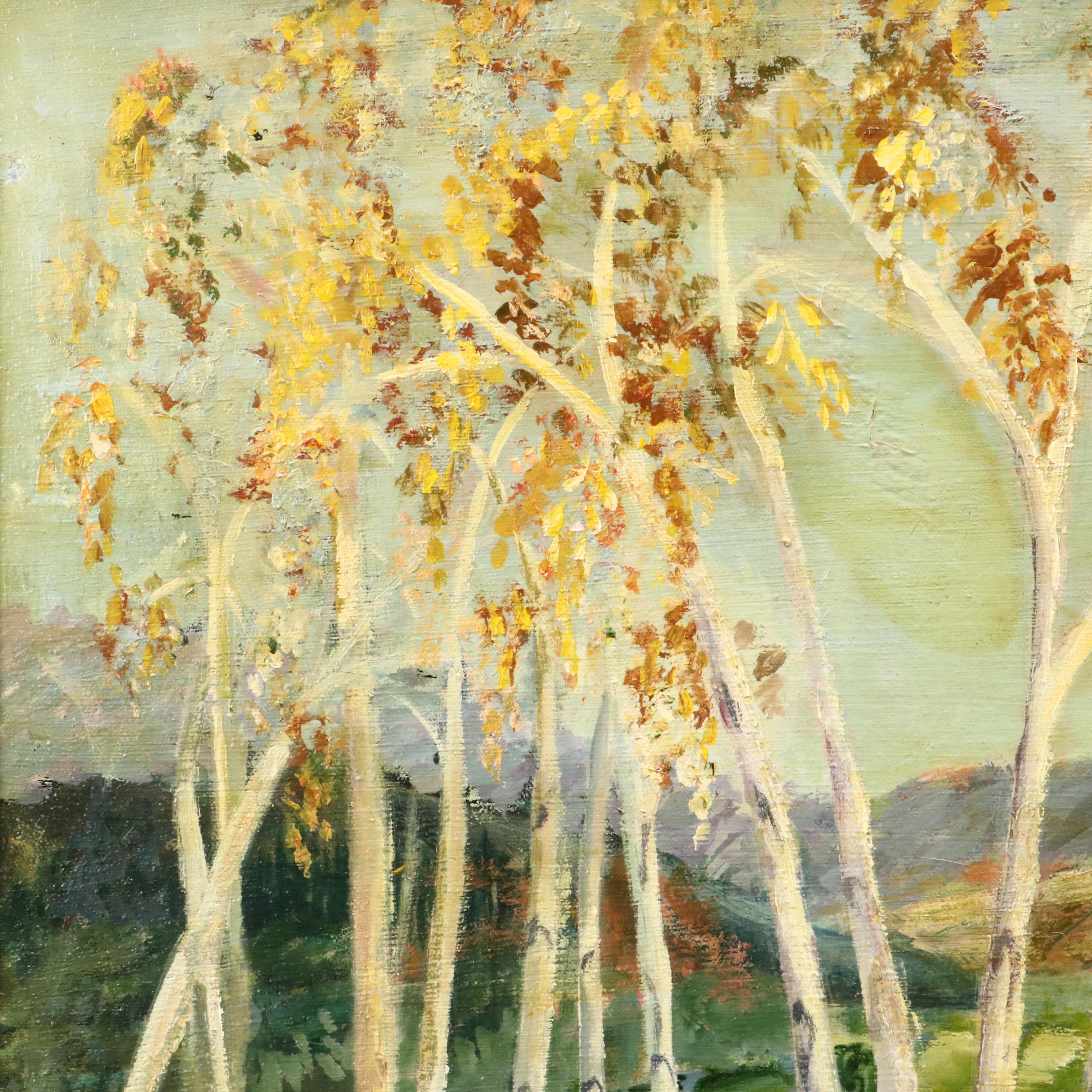 Pat Lemmon Impressionist Autumn Valley Landscape Oil Painting