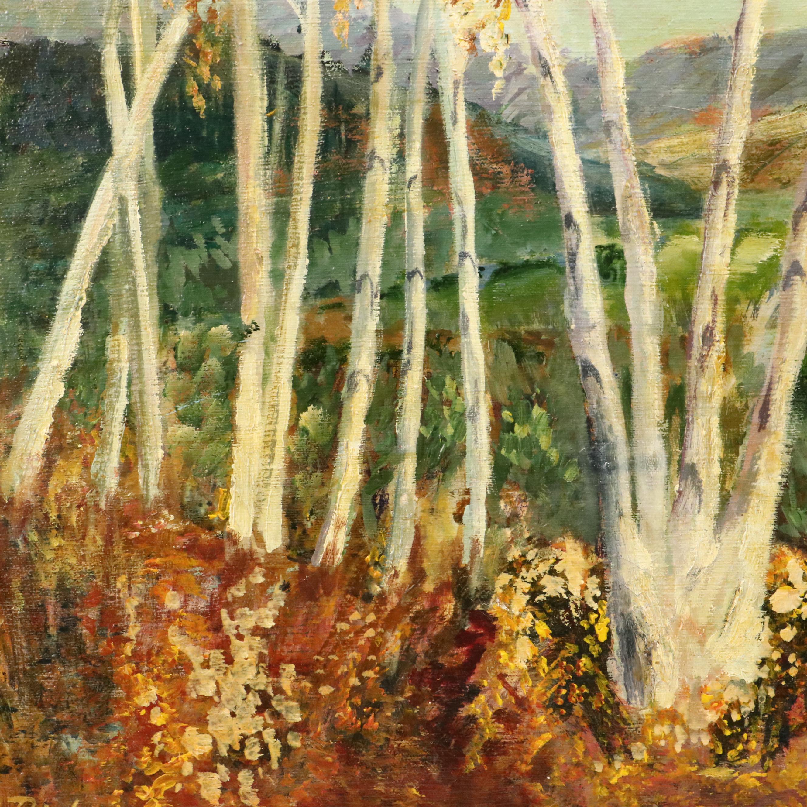 Pat Lemmon Impressionist Autumn Valley Landscape Oil Painting