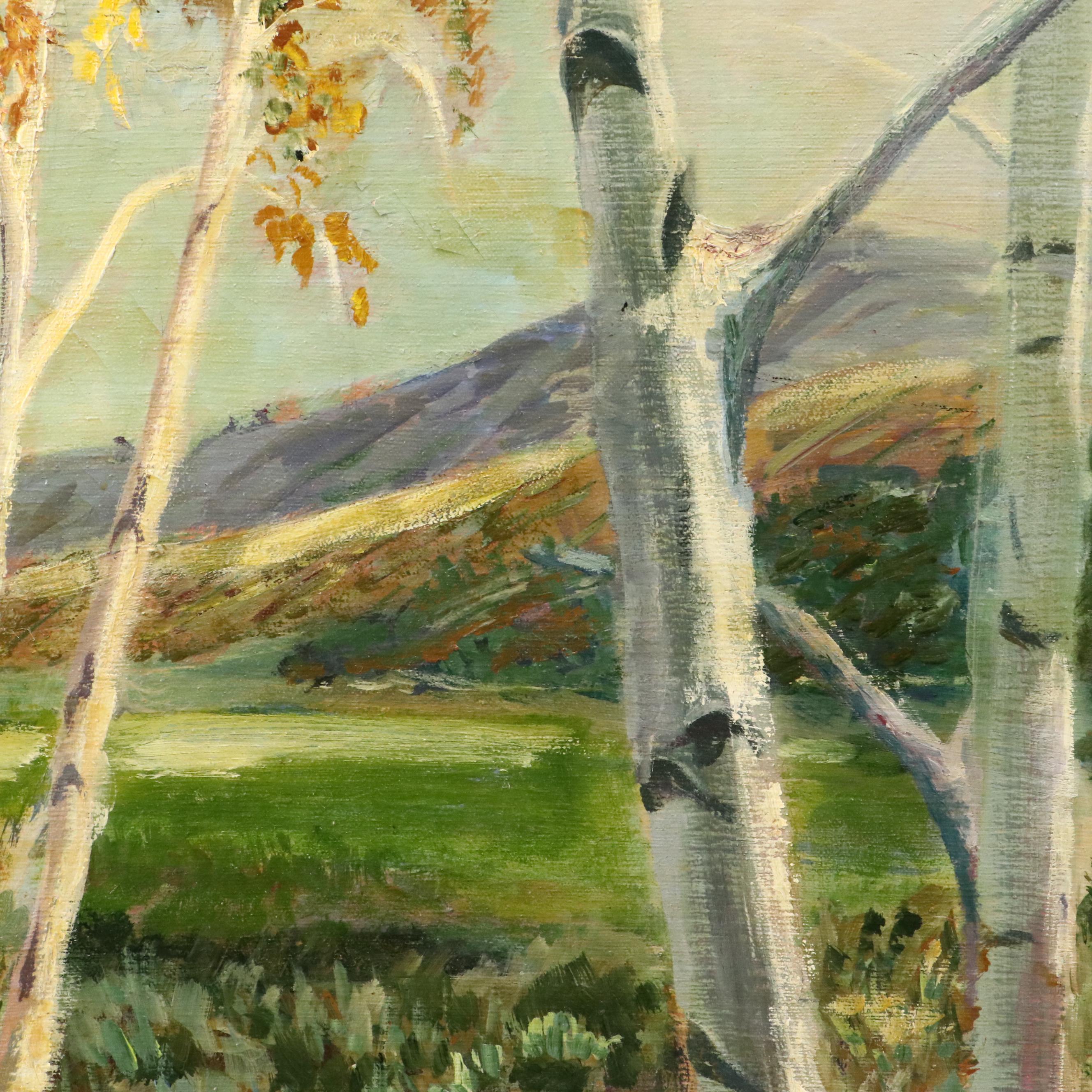 Pat Lemmon Impressionist Autumn Valley Landscape Oil Painting