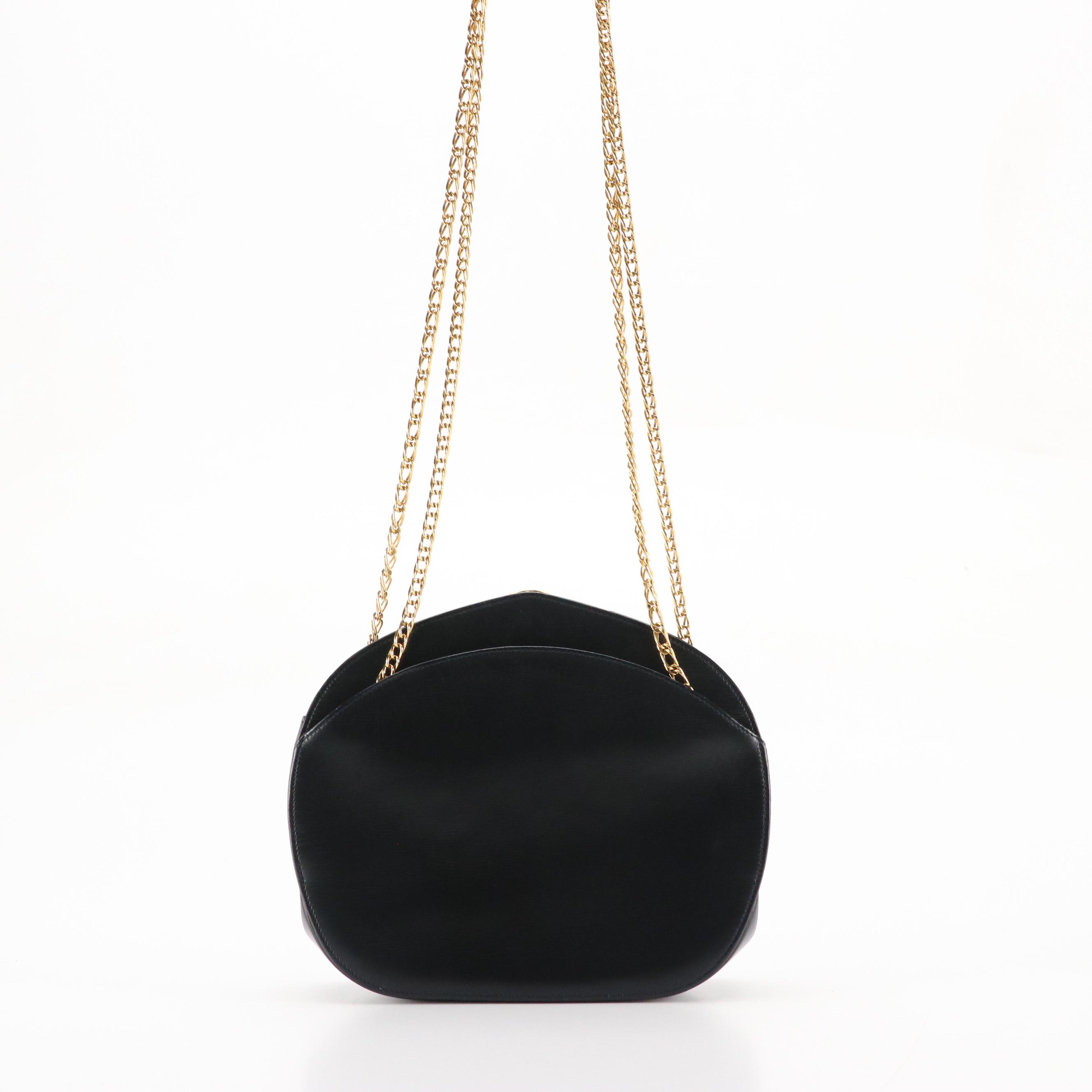 Cartier Gemstone Clasp Double Chain Bag in Navy Leather