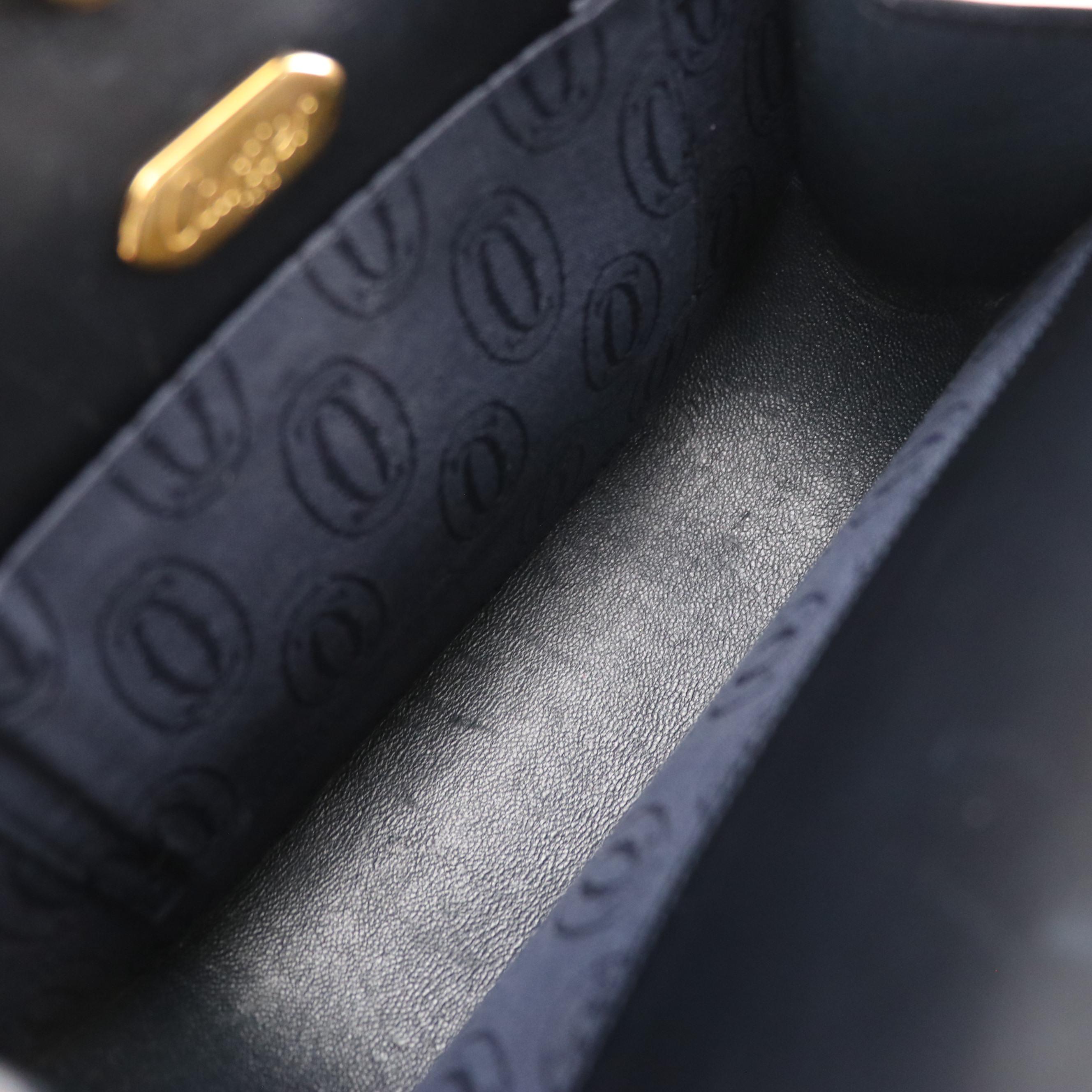 Cartier Gemstone Clasp Double Chain Bag in Navy Leather