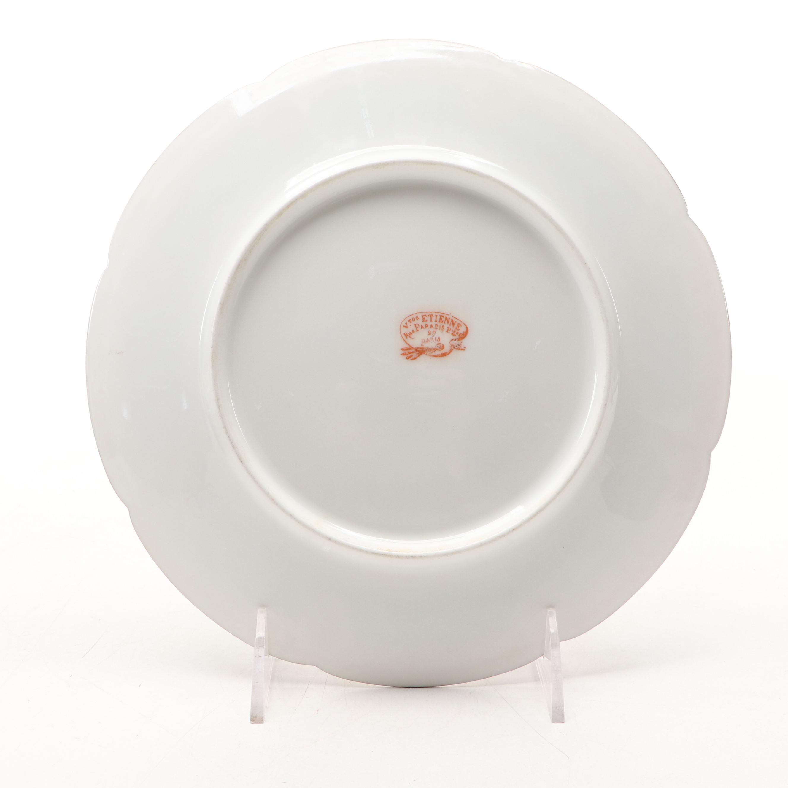 Victor Étienne Simyan Porcelain Bleu Céleste Courting Scene Cabinet Plates